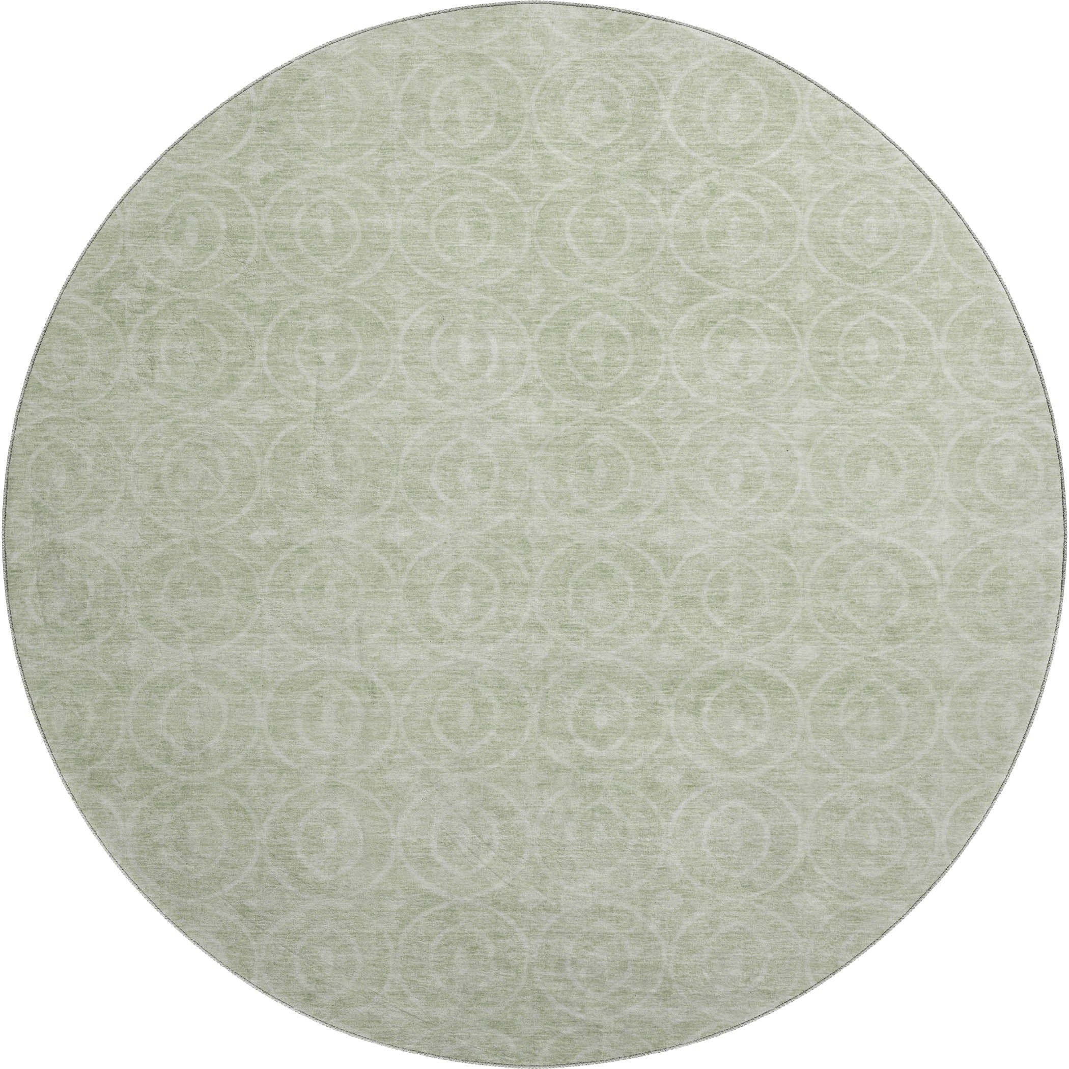 Mostar Machine Washable Transitional Mint Green Rug 8' x 8' #shape_Round