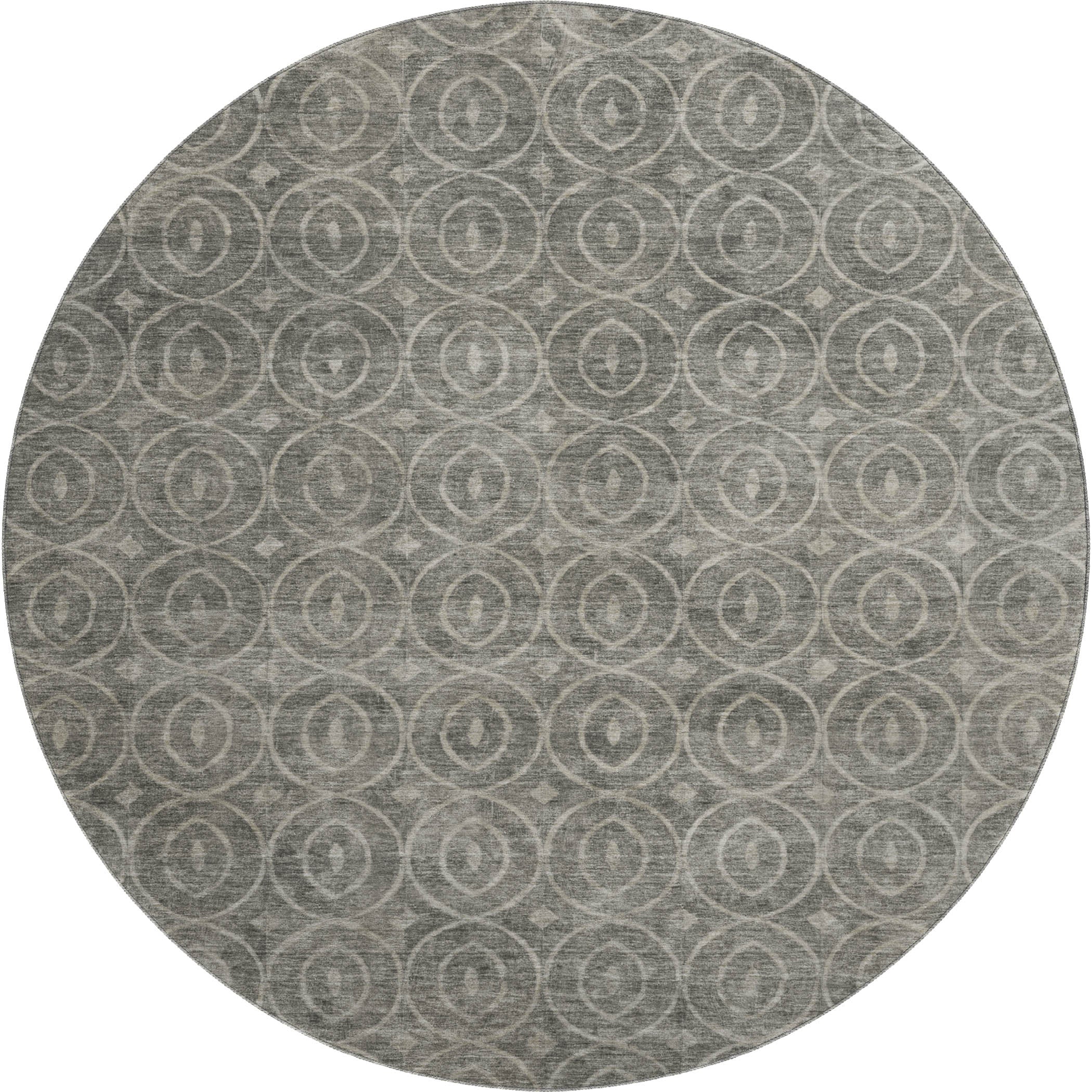 Mostar Machine Washable Transitional Pewter Gray Rug 8' x 8' #shape_Round