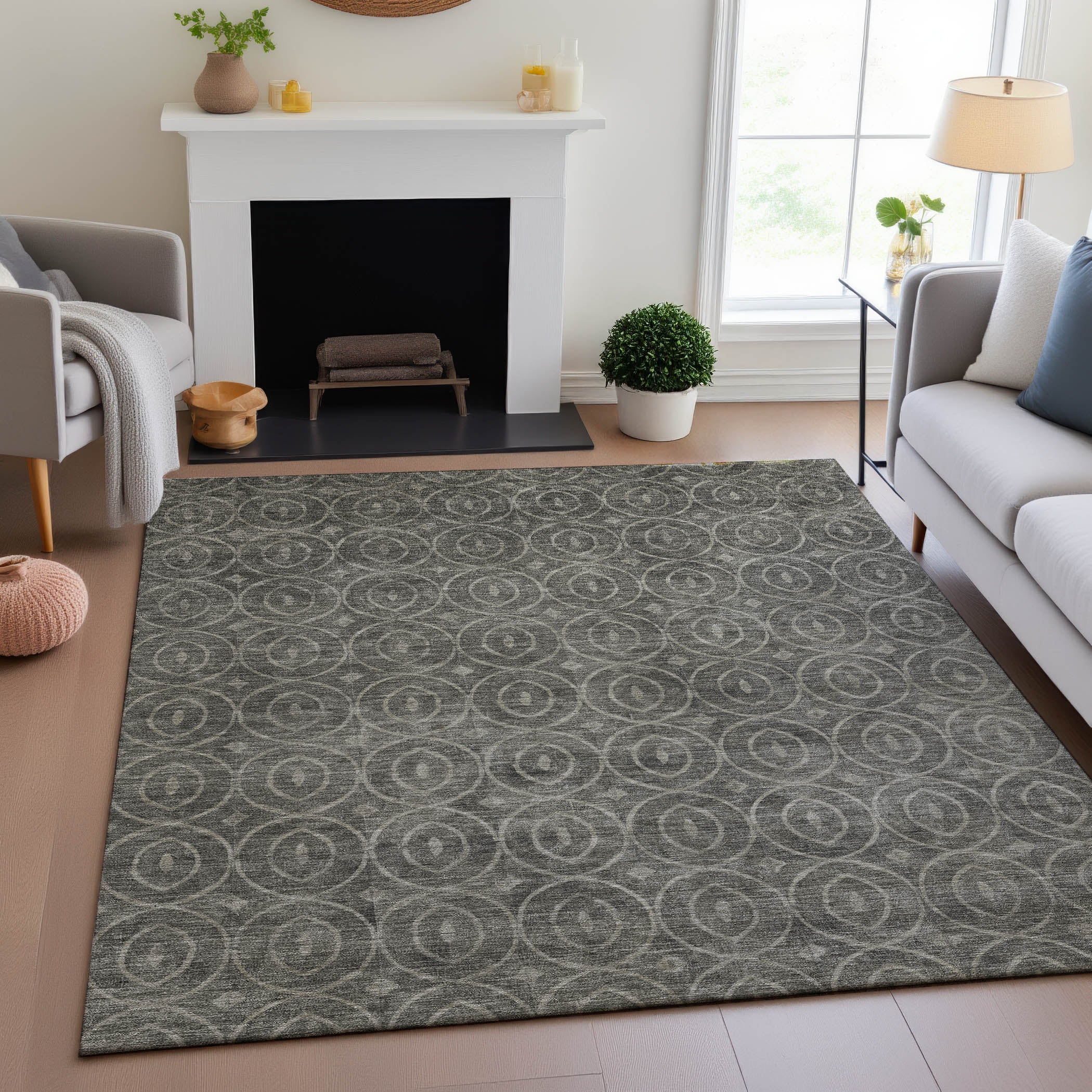 Mostar Machine Washable Transitional Pewter Gray Rug 2'6" x 3'10" #shape_Rectangle