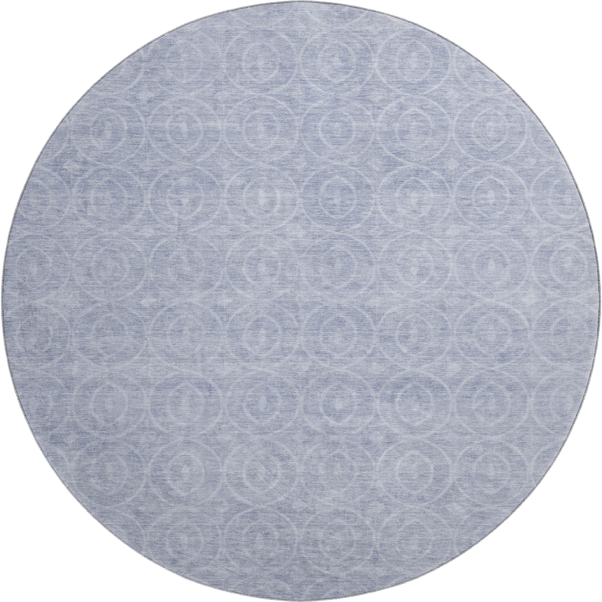 Mostar Machine Washable Transitional Sky Blue Rug 8' x 8' #shape_Round