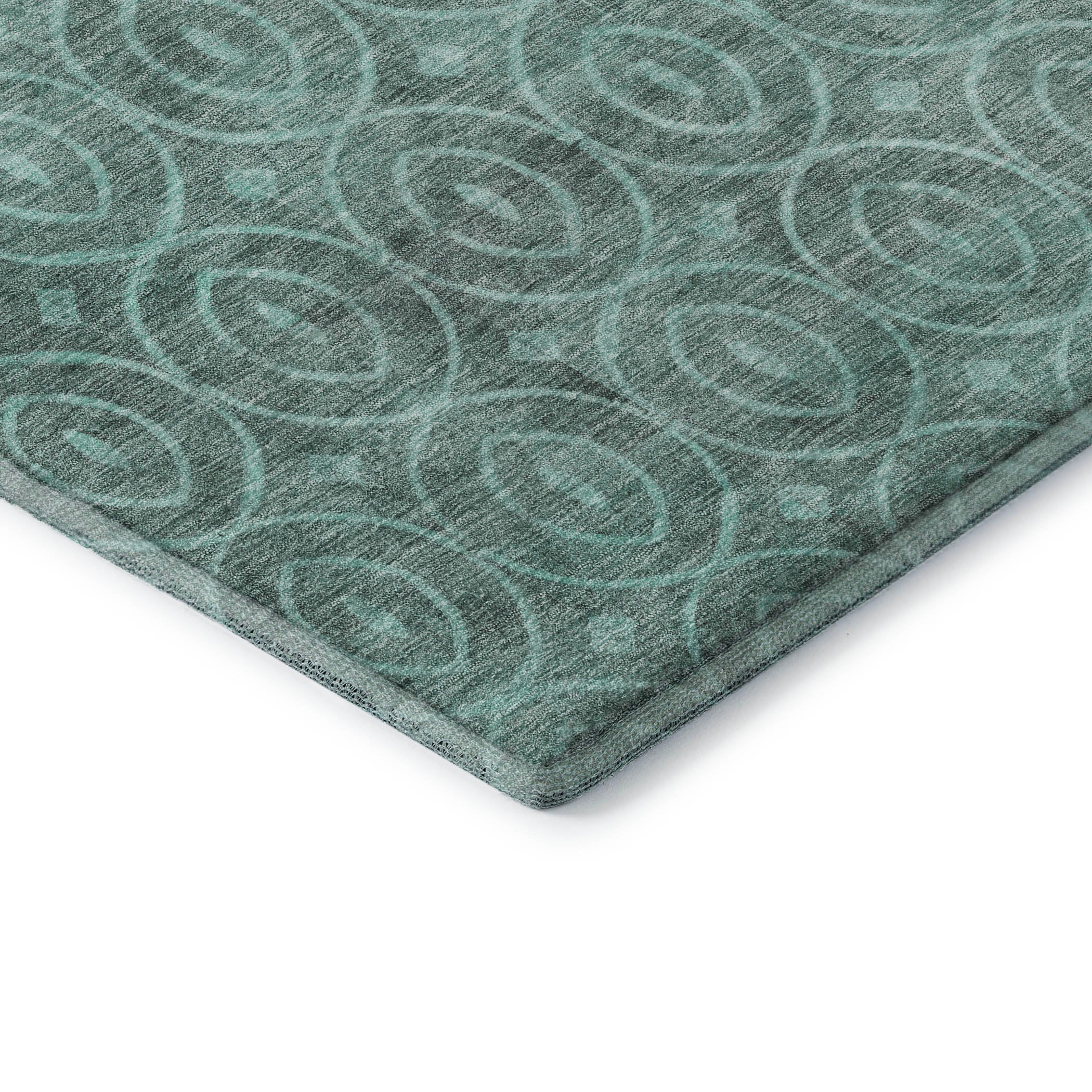 Mostar Machine Washable Transitional Teal Rug 1'8" x 2'6" #shape_Rectangle