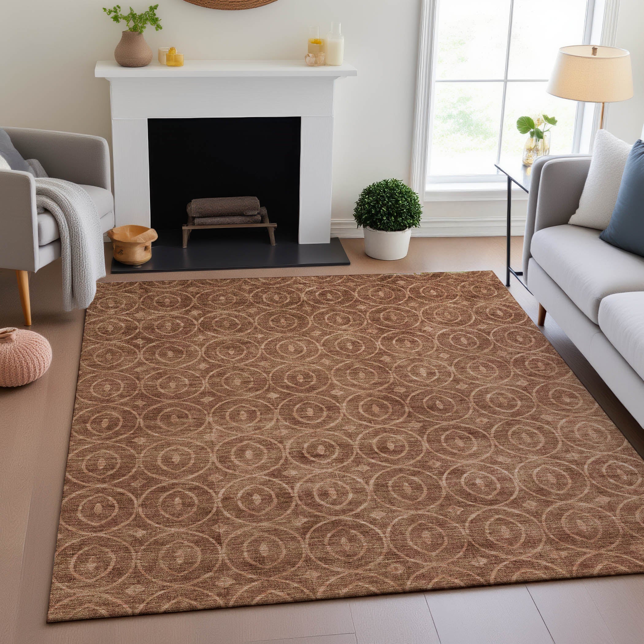 Mostar Machine Washable Transitional Terracotta Orange Rug 2'6" x 3'10" #shape_Rectangle
