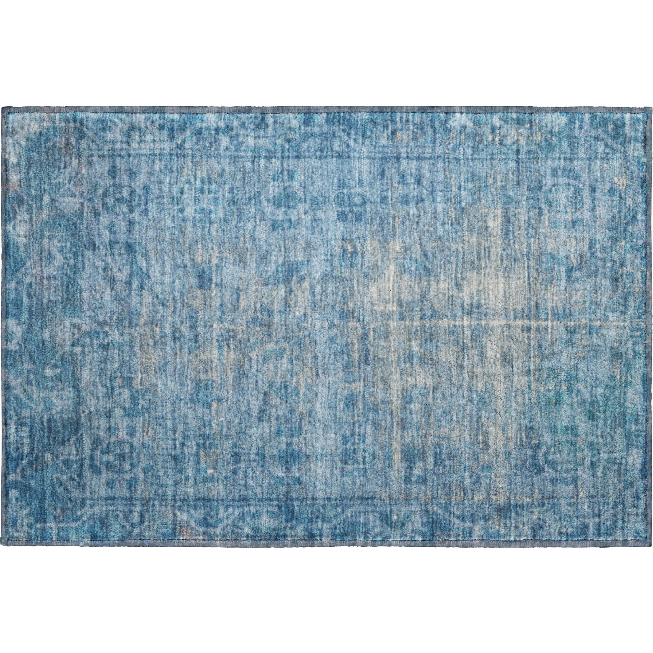 Salzburg Machine Washable Traditional Blue Rug 1'8" x 2'6" #shape_Rectangle