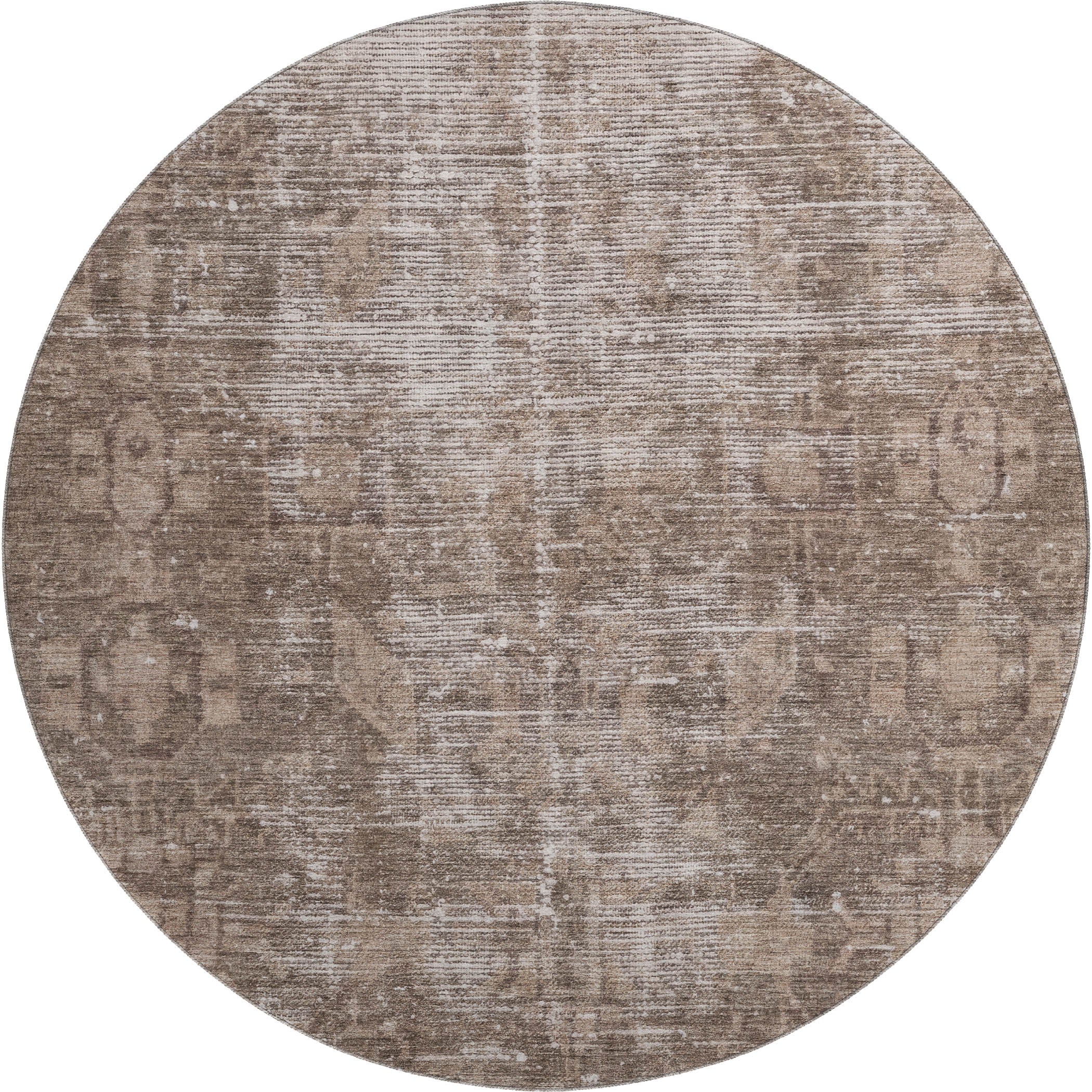 Salzburg Machine Washable Traditional Brown Rug 8' x 8' #shape_Round