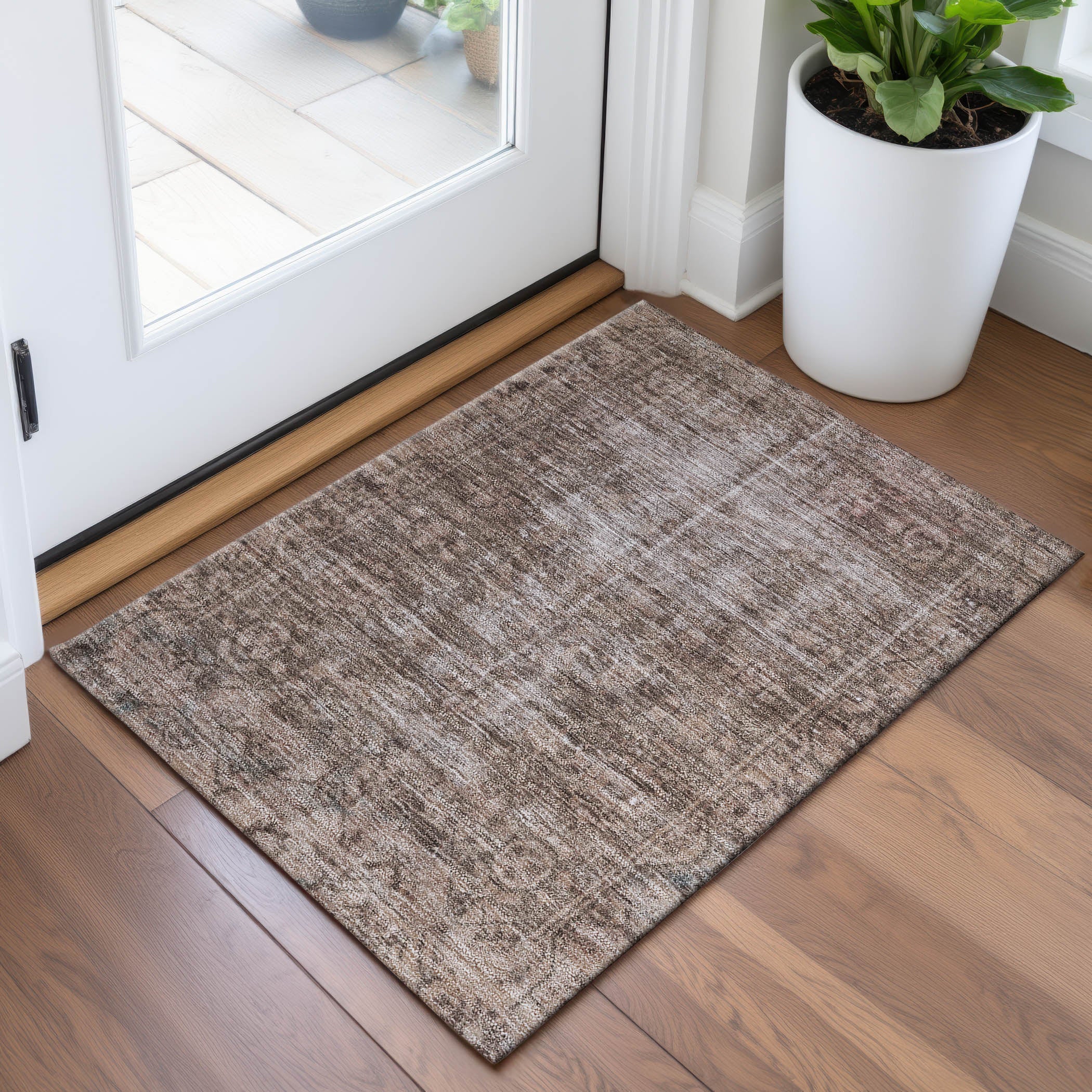 Salzburg Machine Washable Traditional Brown Rug 1'8" x 2'6" #shape_Rectangle