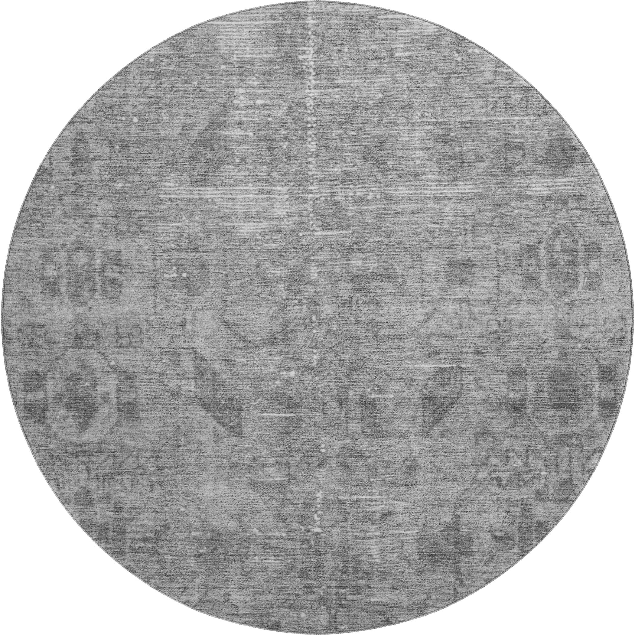 Salzburg Machine Washable Traditional Gray Rug 8' x 8' #shape_Round