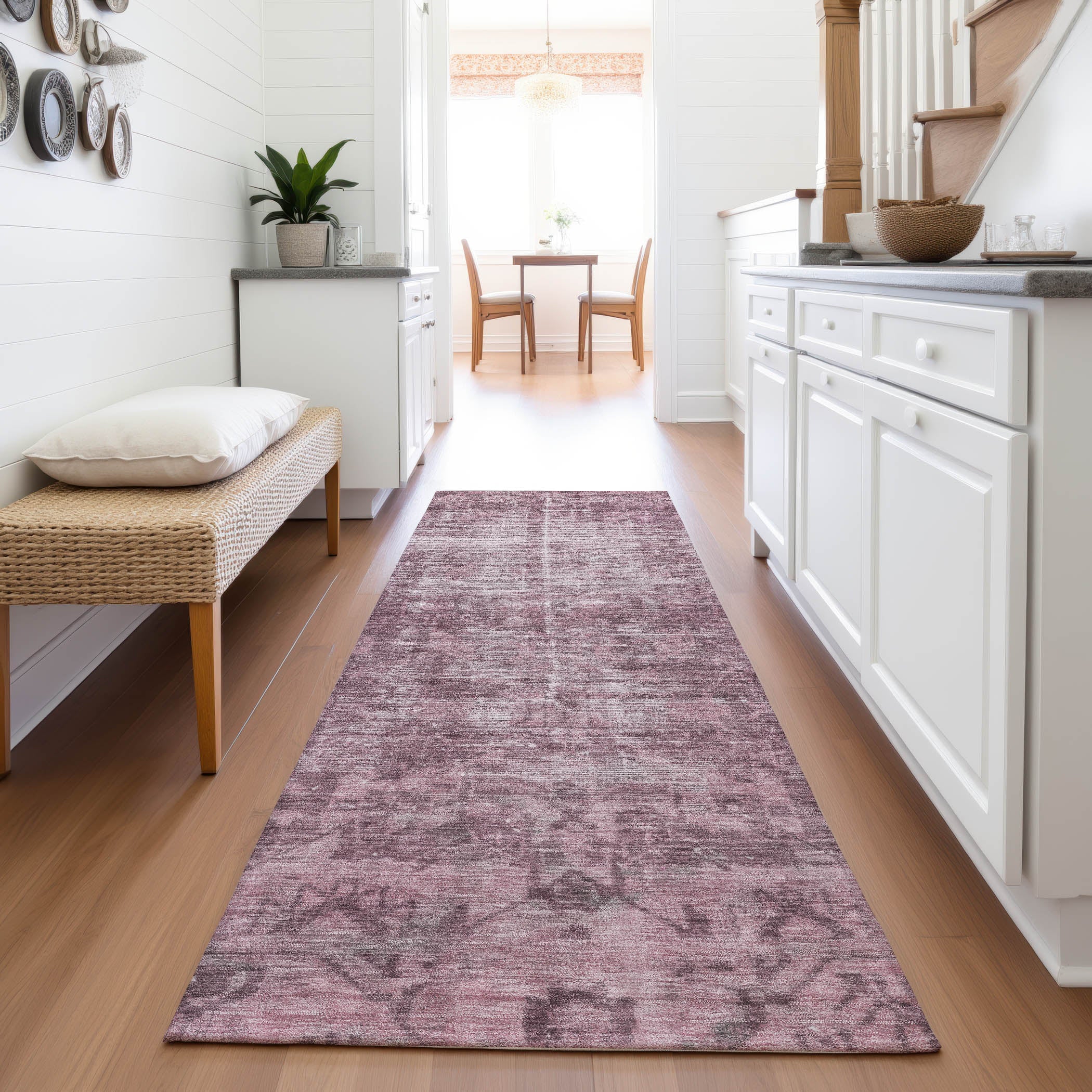 Salzburg Machine Washable Traditional Merlot Red Rug 2'3" x 7'6" #shape_Runner