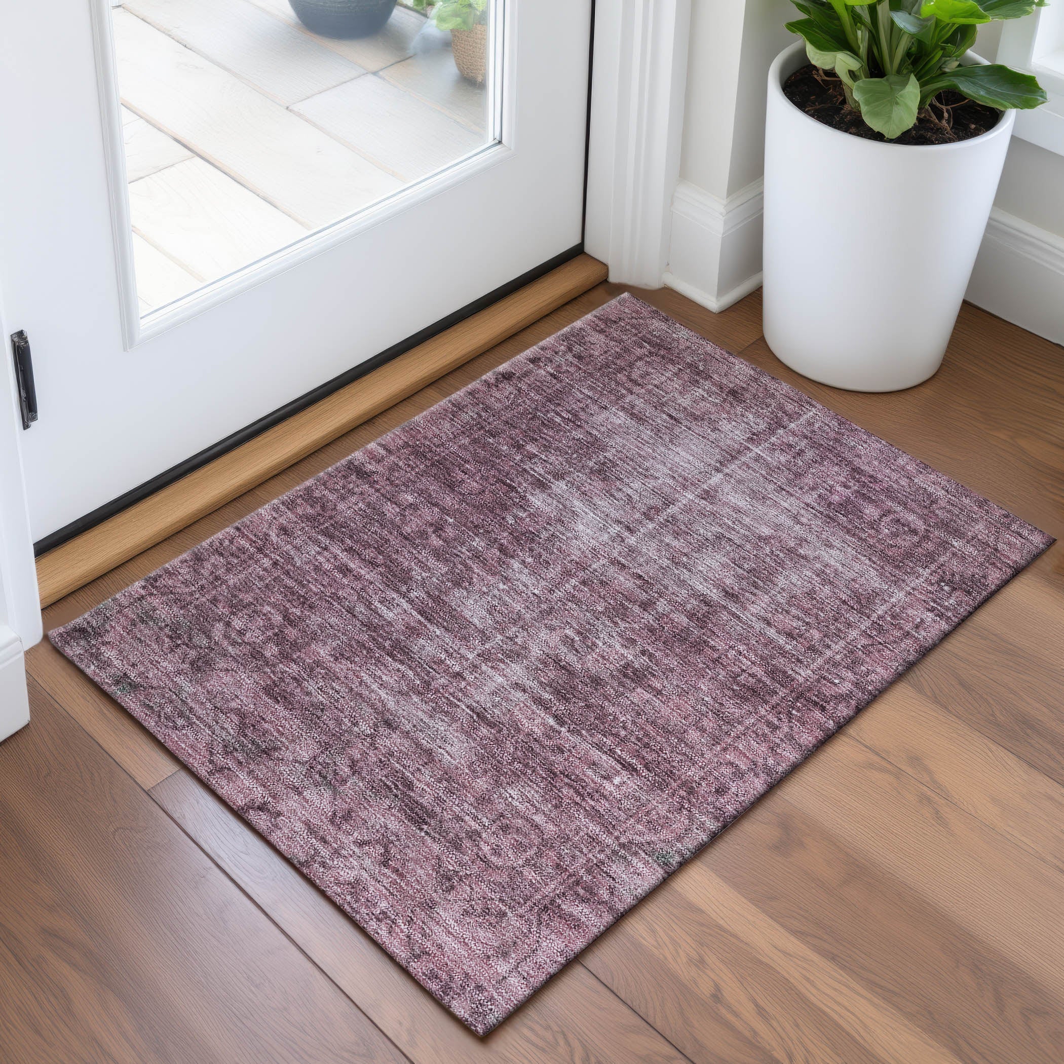 Salzburg Machine Washable Traditional Merlot Red Rug 1'8" x 2'6" #shape_Rectangle