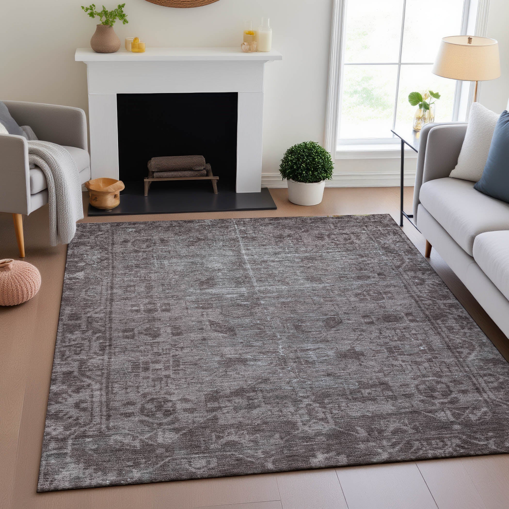 Salzburg Machine Washable Traditional Mocha Brown Rug 2'6" x 3'10" #shape_Rectangle