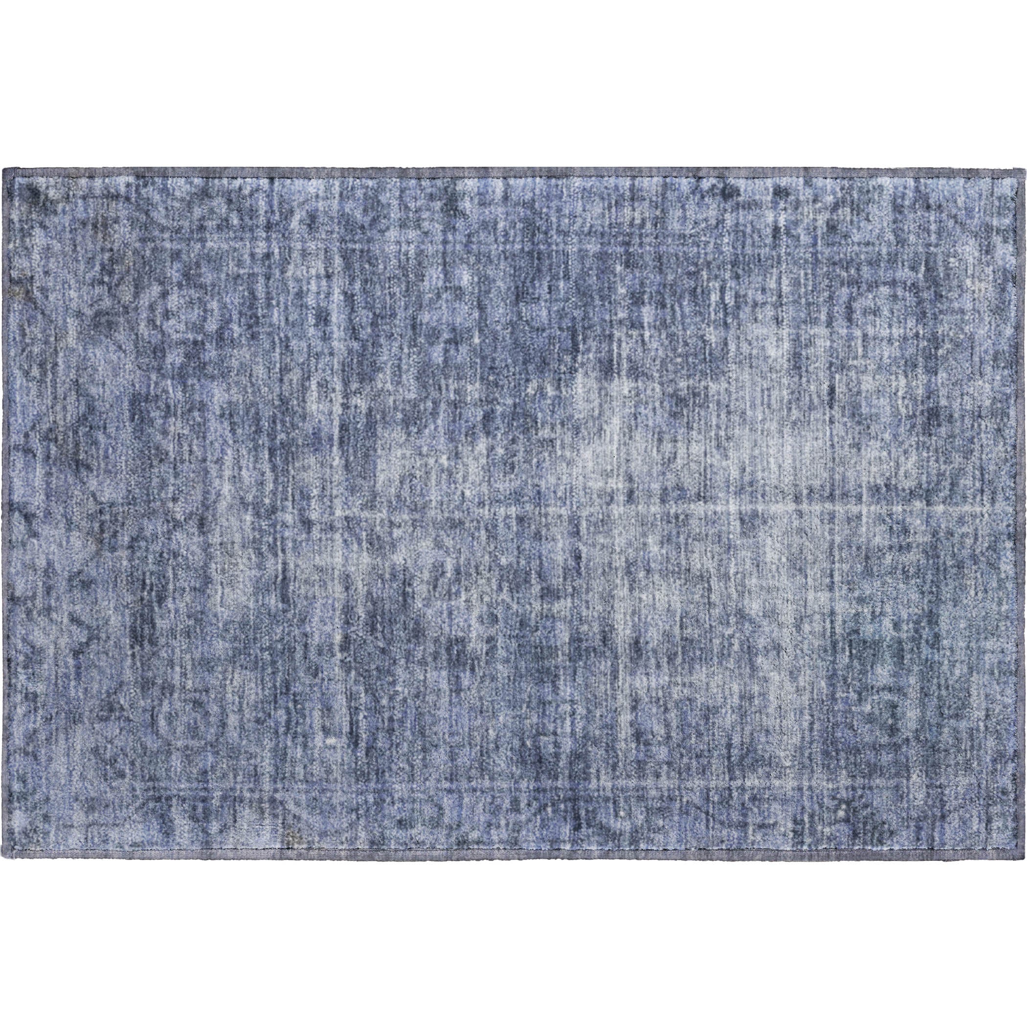 Salzburg Machine Washable Traditional Navy Blue Rug 1'8" x 2'6" #shape_Rectangle