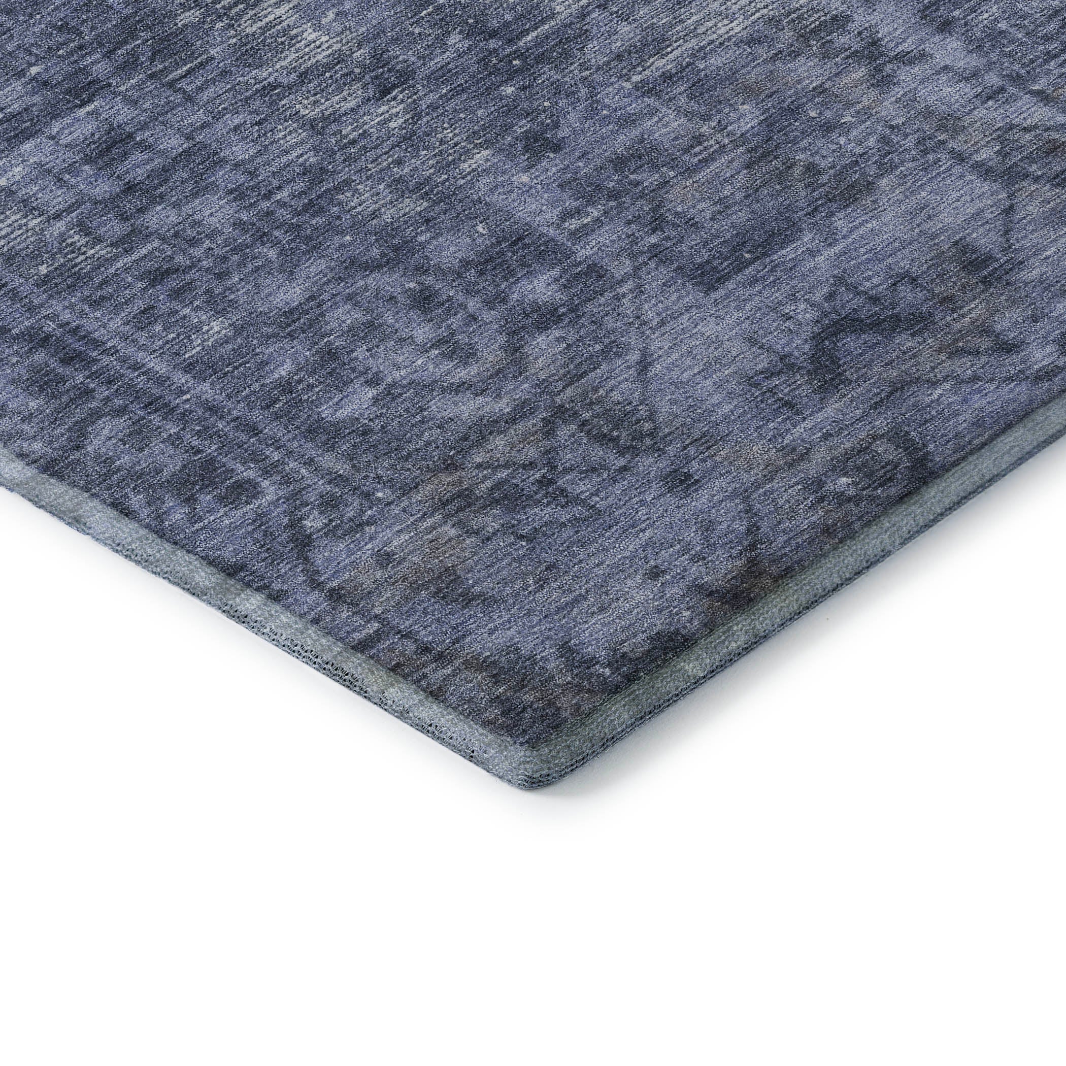 Salzburg Machine Washable Traditional Navy Blue Rug 1'8" x 2'6" #shape_Rectangle