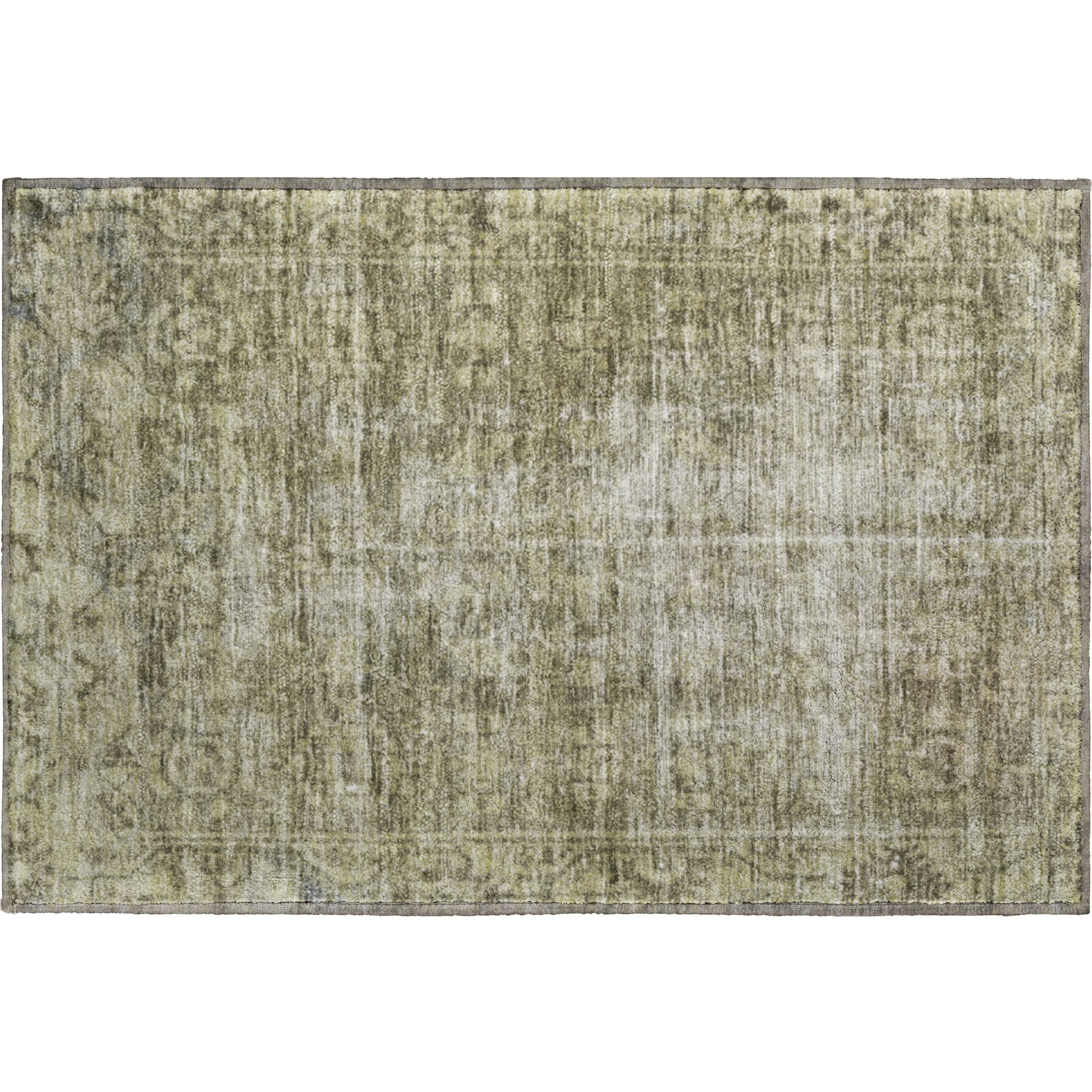 Salzburg Machine Washable Traditional Olive Green Rug 1'8" x 2'6" #shape_Rectangle