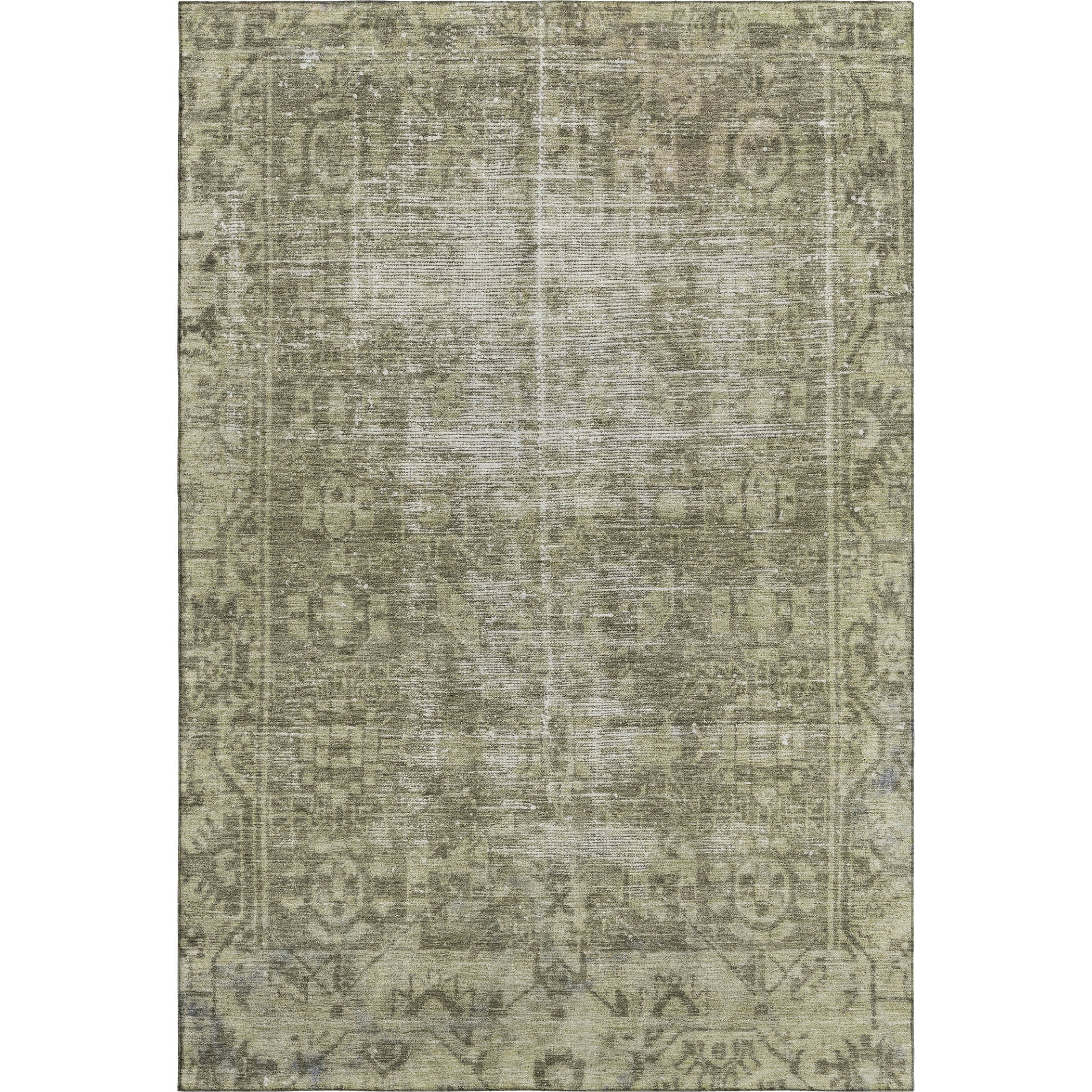 Salzburg Machine Washable Traditional Olive Green Rug 2'6" x 3'10" #shape_Rectangle