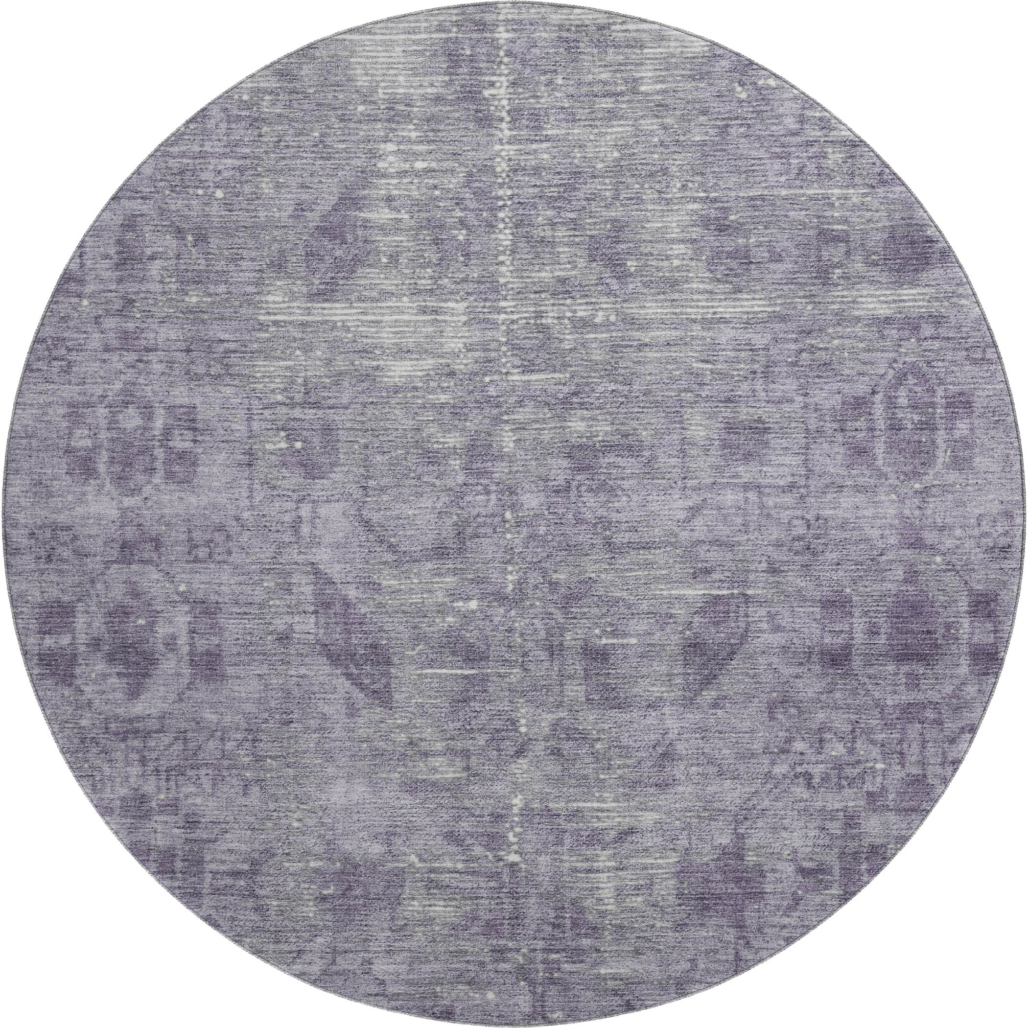 Salzburg Machine Washable Traditional Purple Rug 8' x 8' #shape_Round