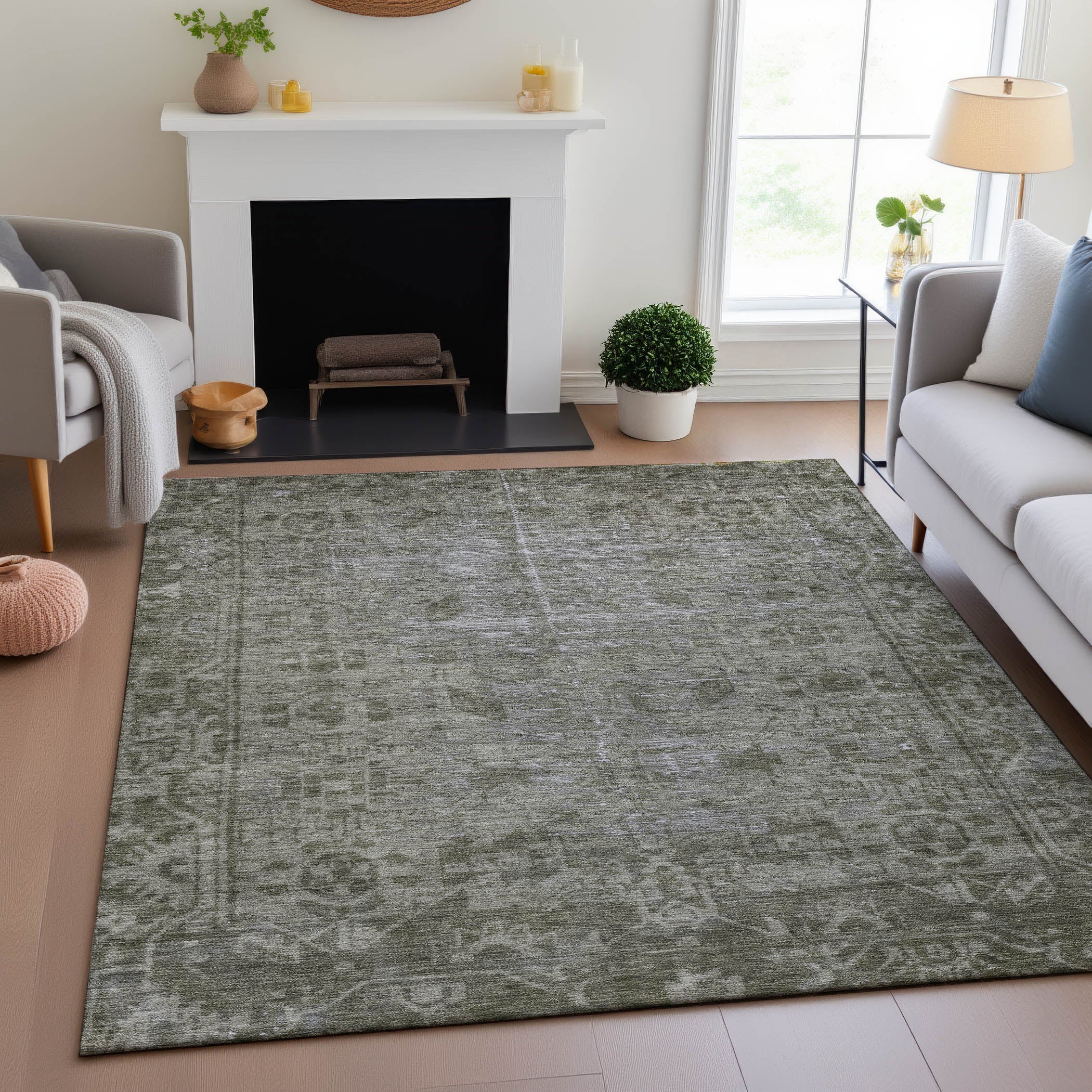 Salzburg Machine Washable Traditional Taupe Brown Rug 2'6" x 3'10" #shape_Rectangle