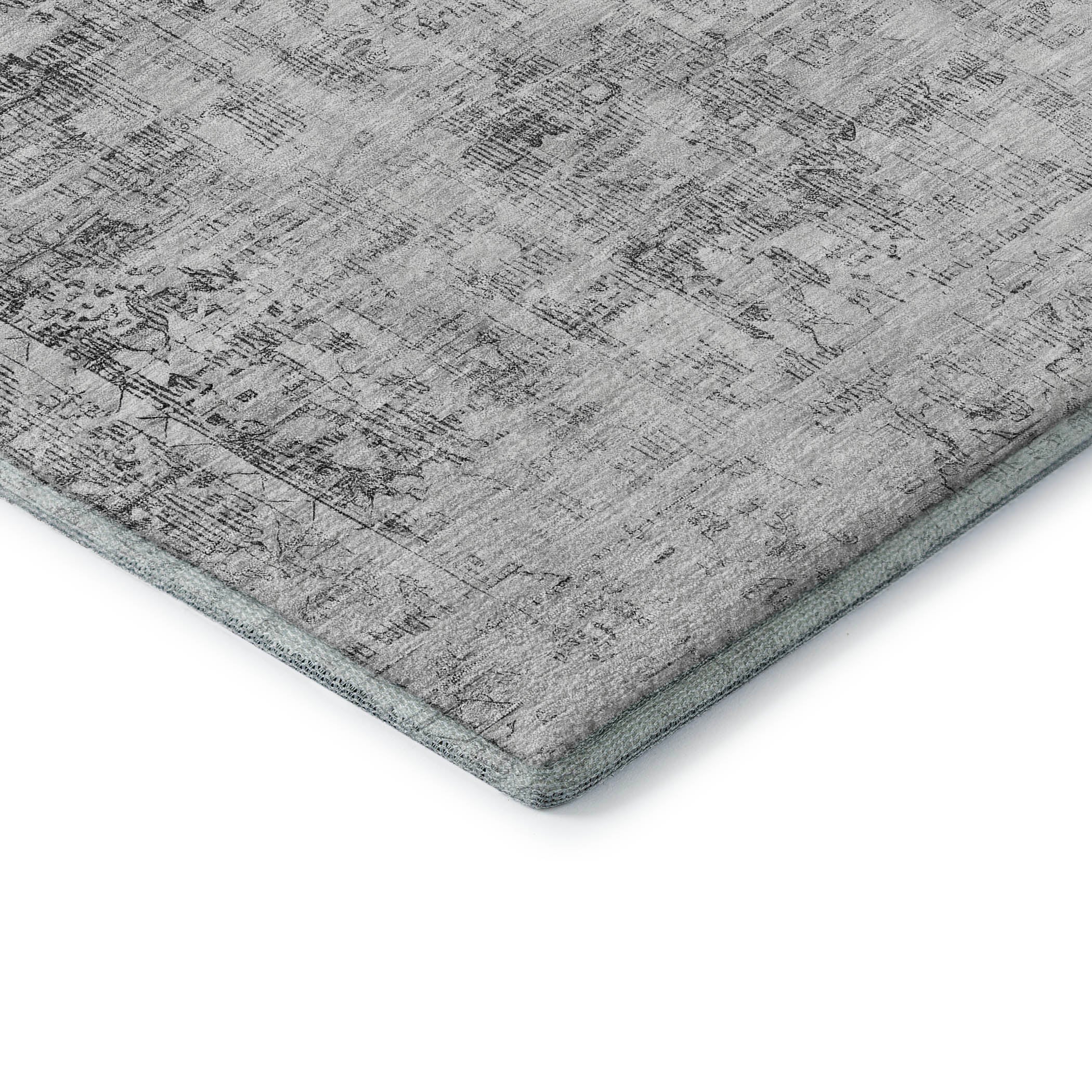 Salzburg Machine Washable Traditional Charcoal Gray Rug 1'8" x 2'6" #shape_Rectangle