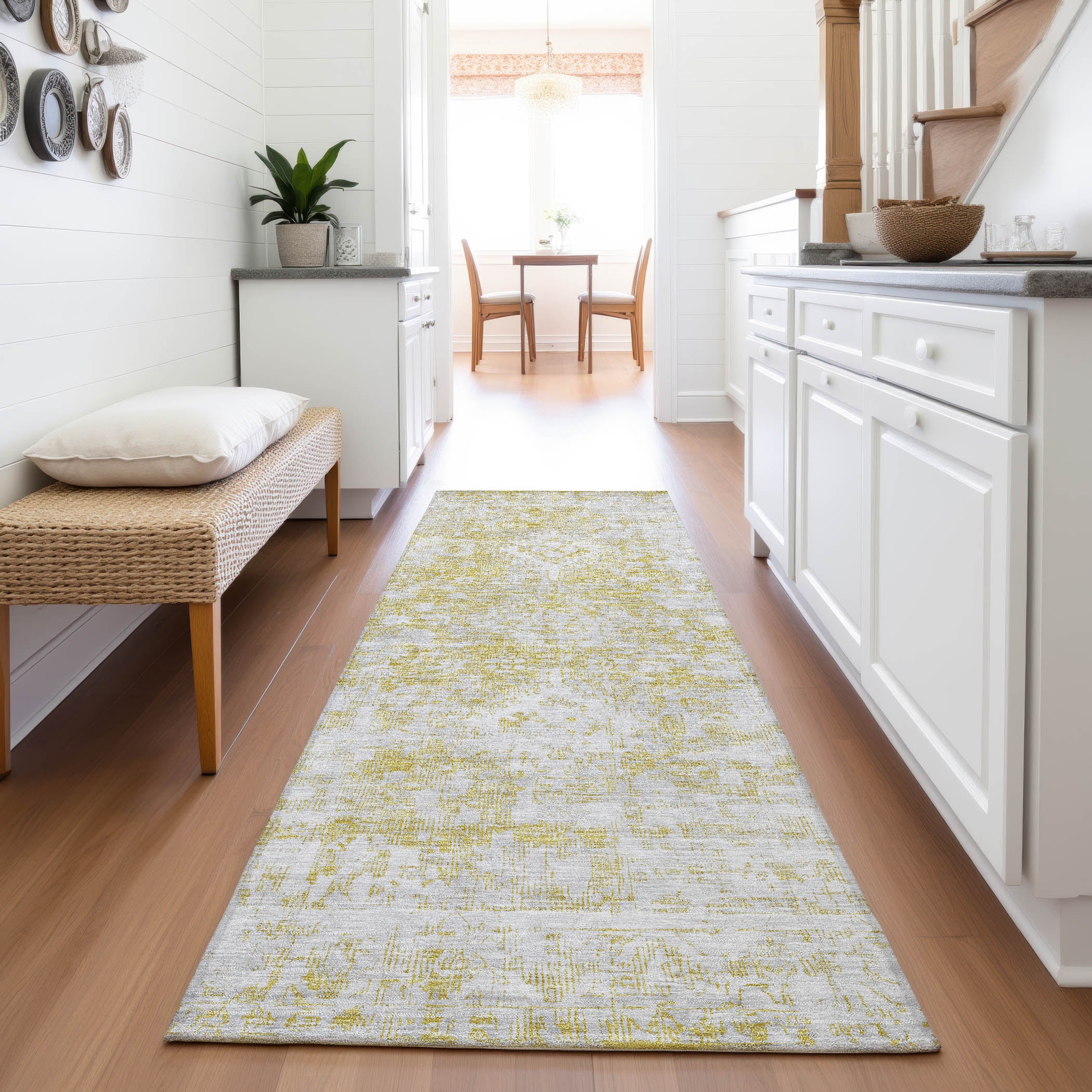 Salzburg Machine Washable Traditional Gold Rug 2'3" x 7'6" #shape_Runner