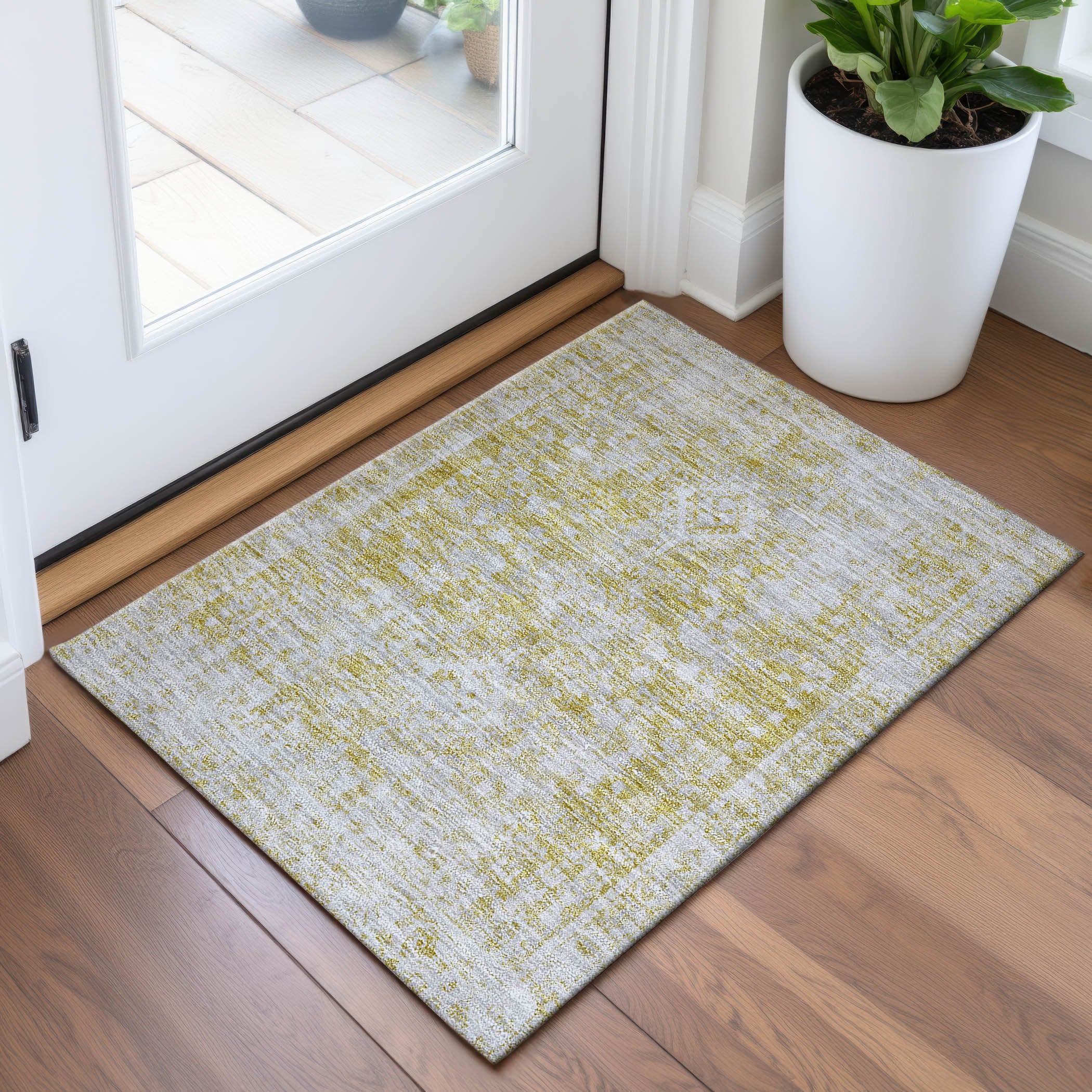Salzburg Machine Washable Traditional Gold Rug 1'8" x 2'6" #shape_Rectangle