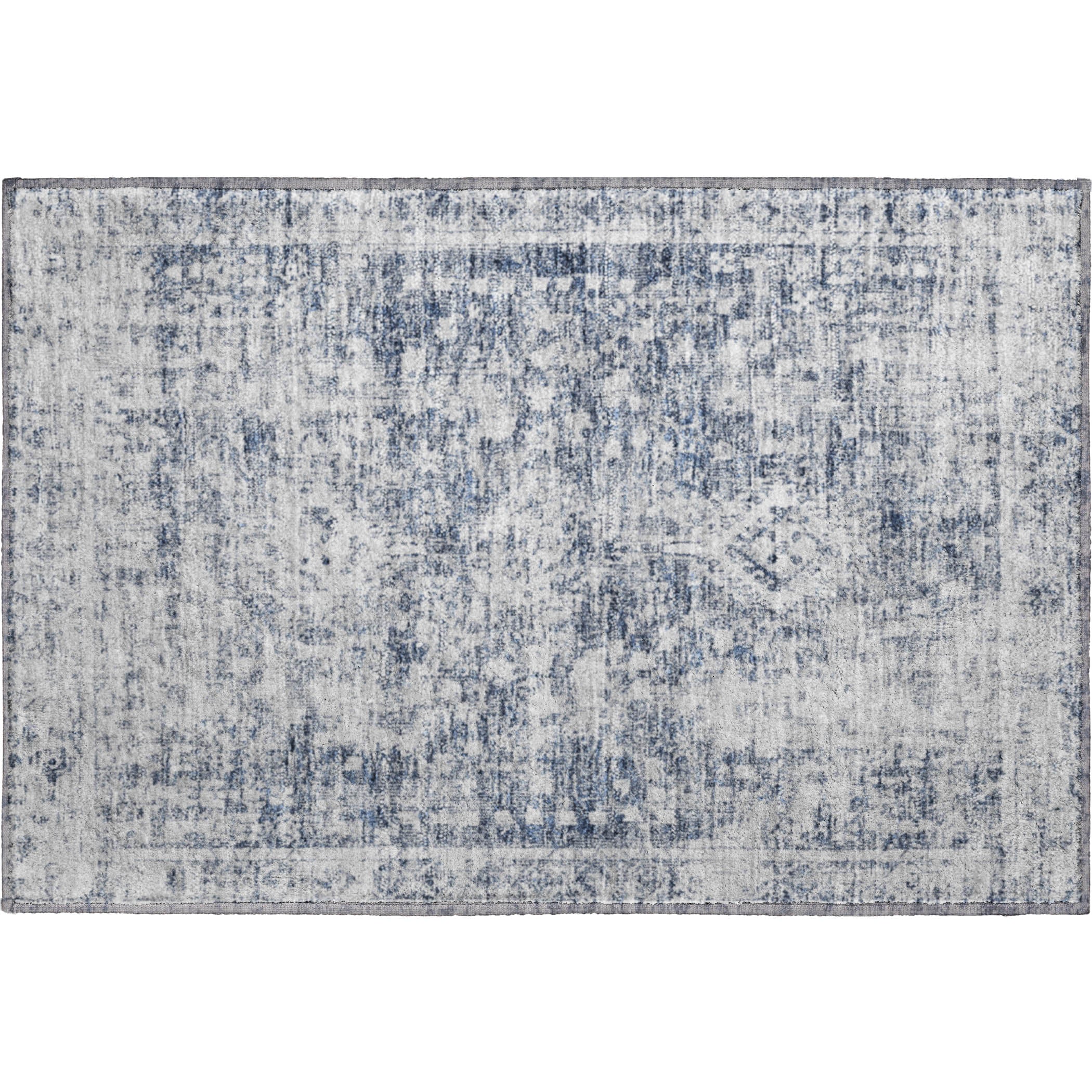 Salzburg Machine Washable Traditional Navy Blue Rug 1'8" x 2'6" #shape_Rectangle