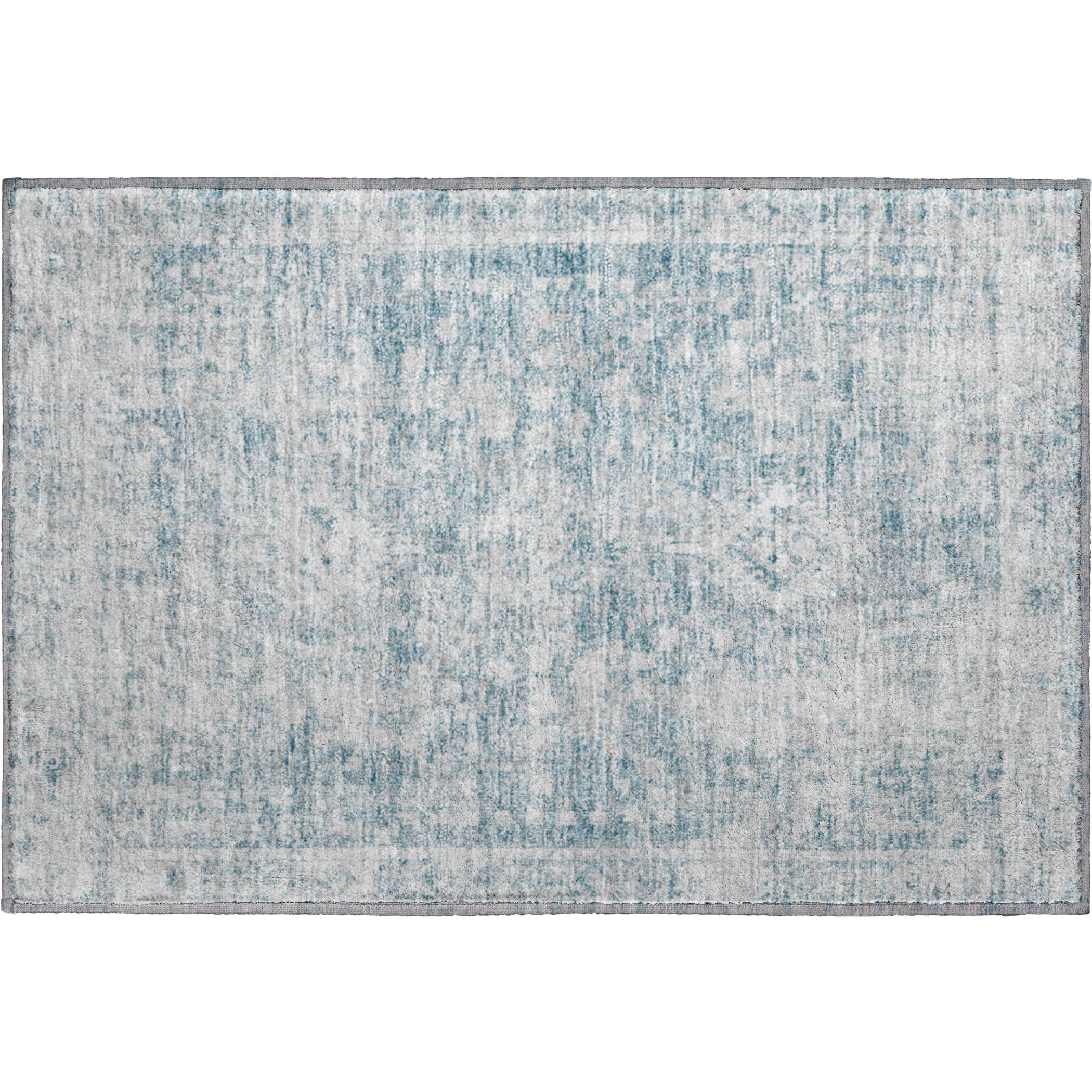 Salzburg Machine Washable Traditional Sky Blue Rug 1'8" x 2'6" #shape_Rectangle
