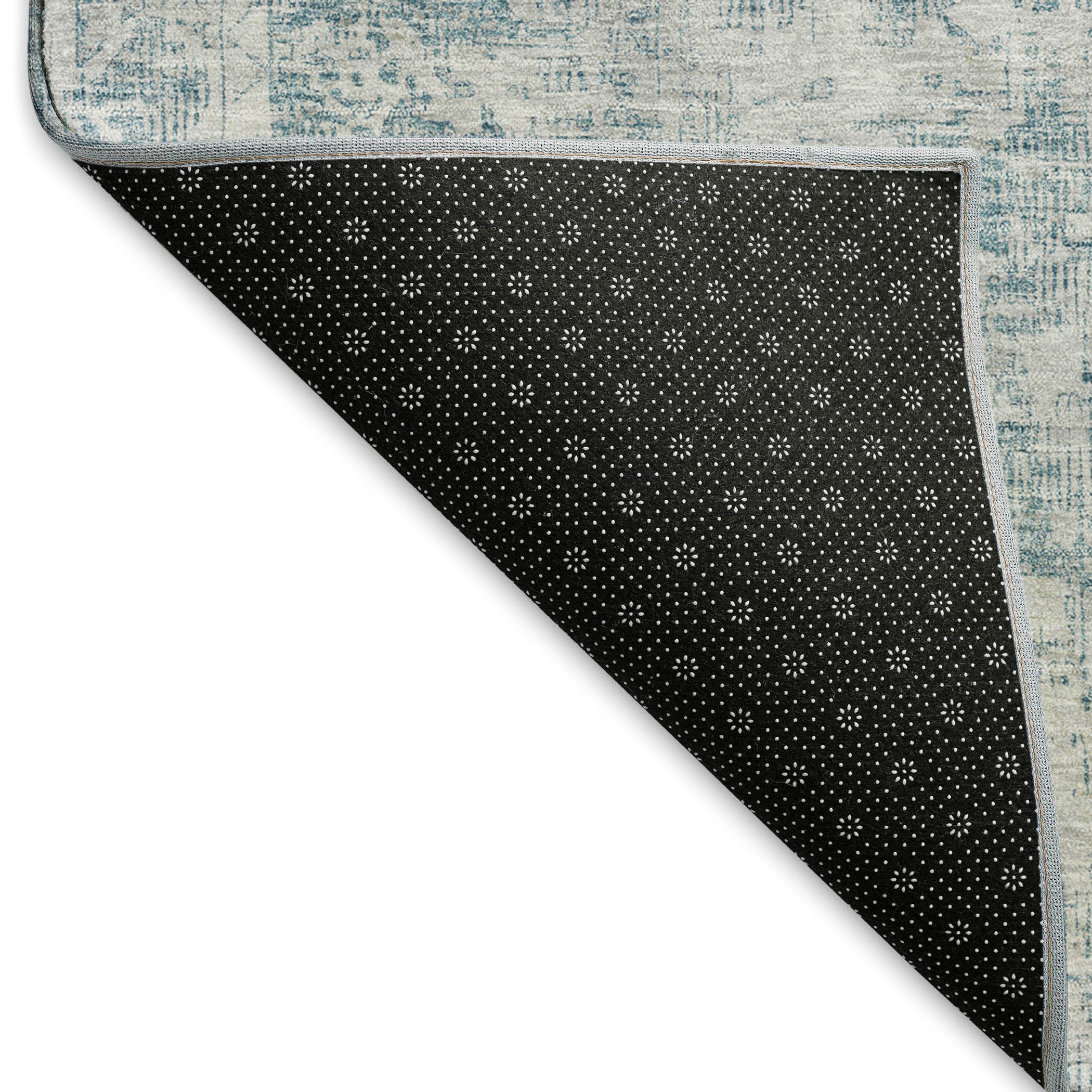 Salzburg Machine Washable Traditional Sky Blue Rug 1'8" x 2'6" #shape_Rectangle