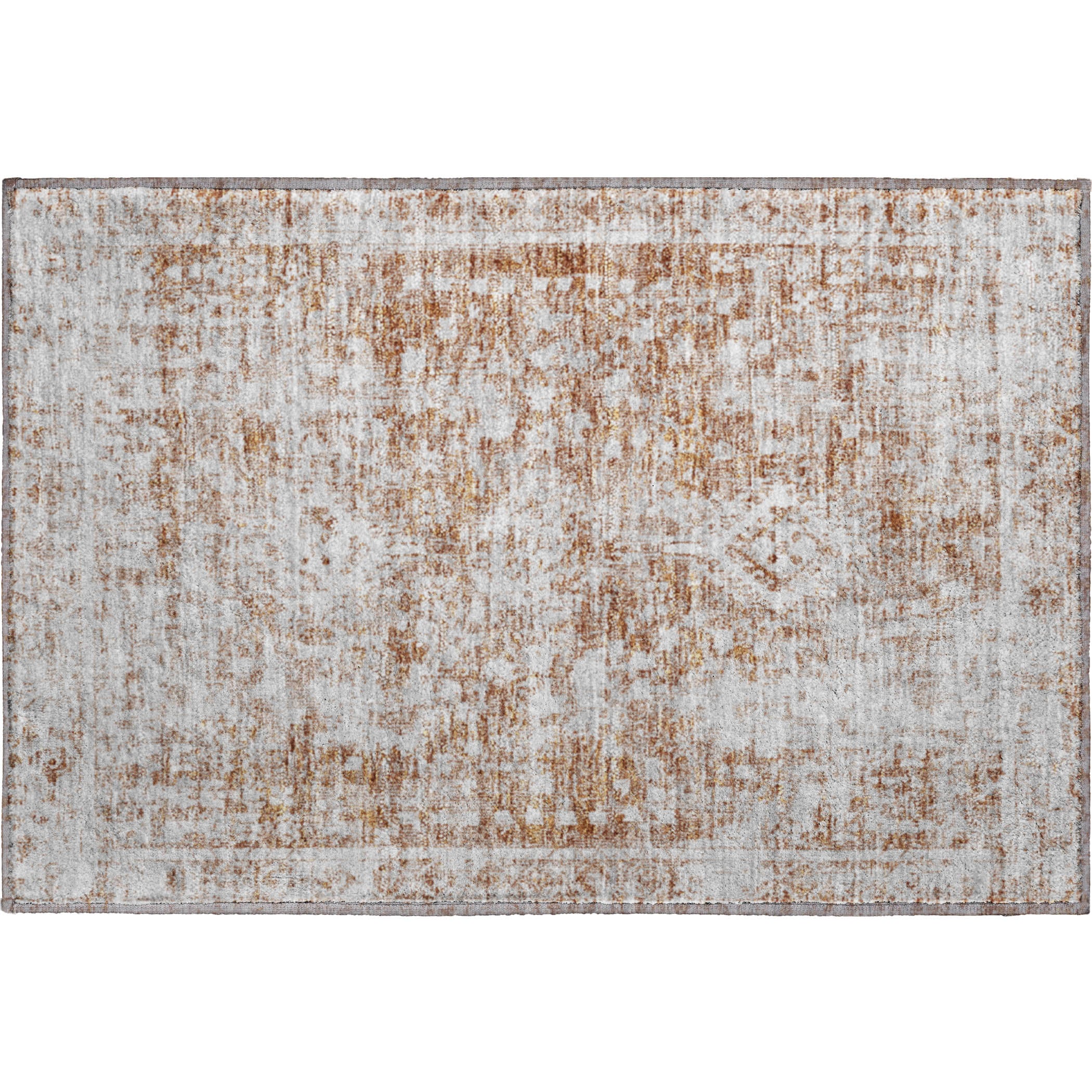 Salzburg Machine Washable Traditional Terracotta Orange Rug 1'8" x 2'6" #shape_Rectangle