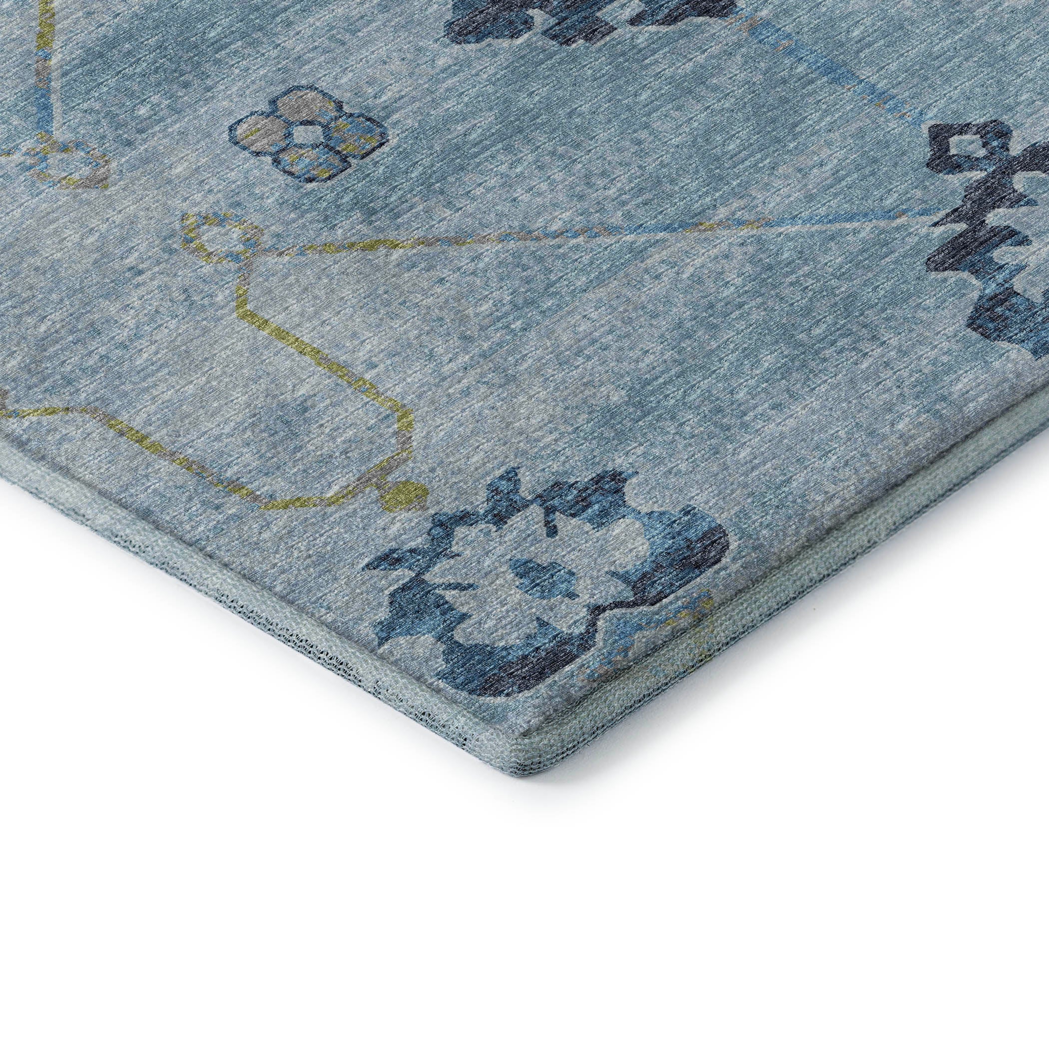 Oaxaca Machine Washable Transitional Blue Rug 1'8" x 2'6" #shape_Rectangle