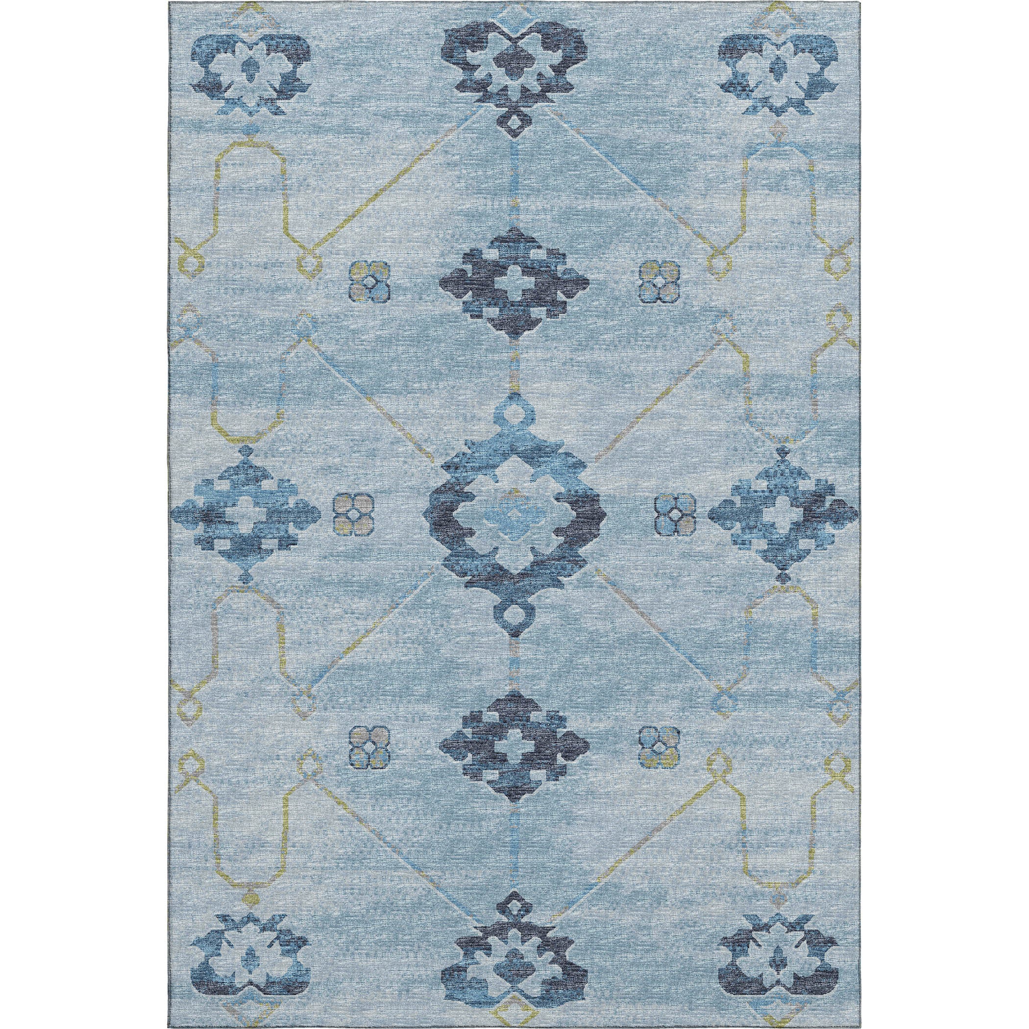 Oaxaca Machine Washable Transitional Blue Rug 2'6" x 3'10" #shape_Rectangle