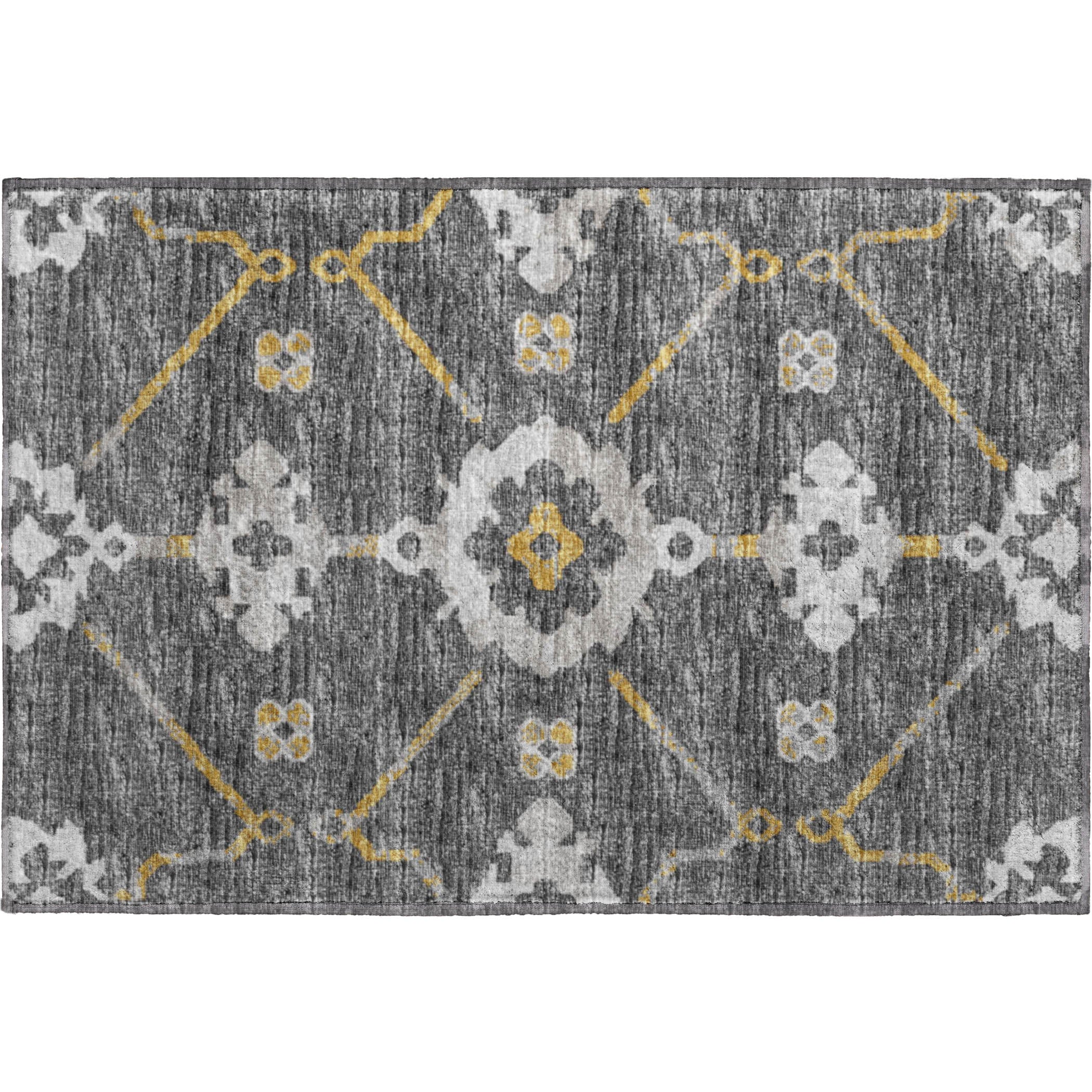 Oaxaca Machine Washable Transitional Gray Rug 1'8" x 2'6" #shape_Rectangle