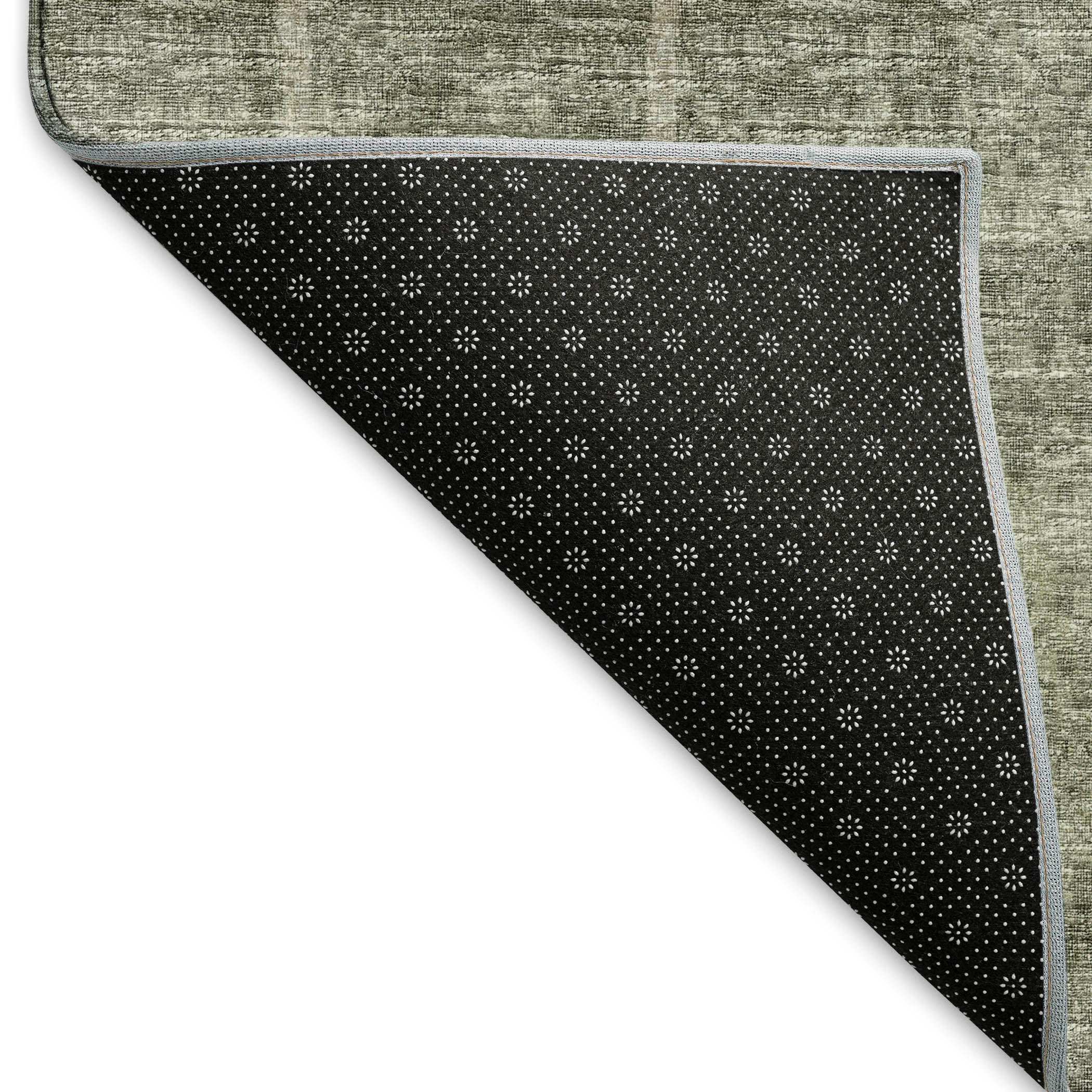 Oaxaca Machine Washable Transitional Olive Green Rug 1'8" x 2'6" #shape_Rectangle