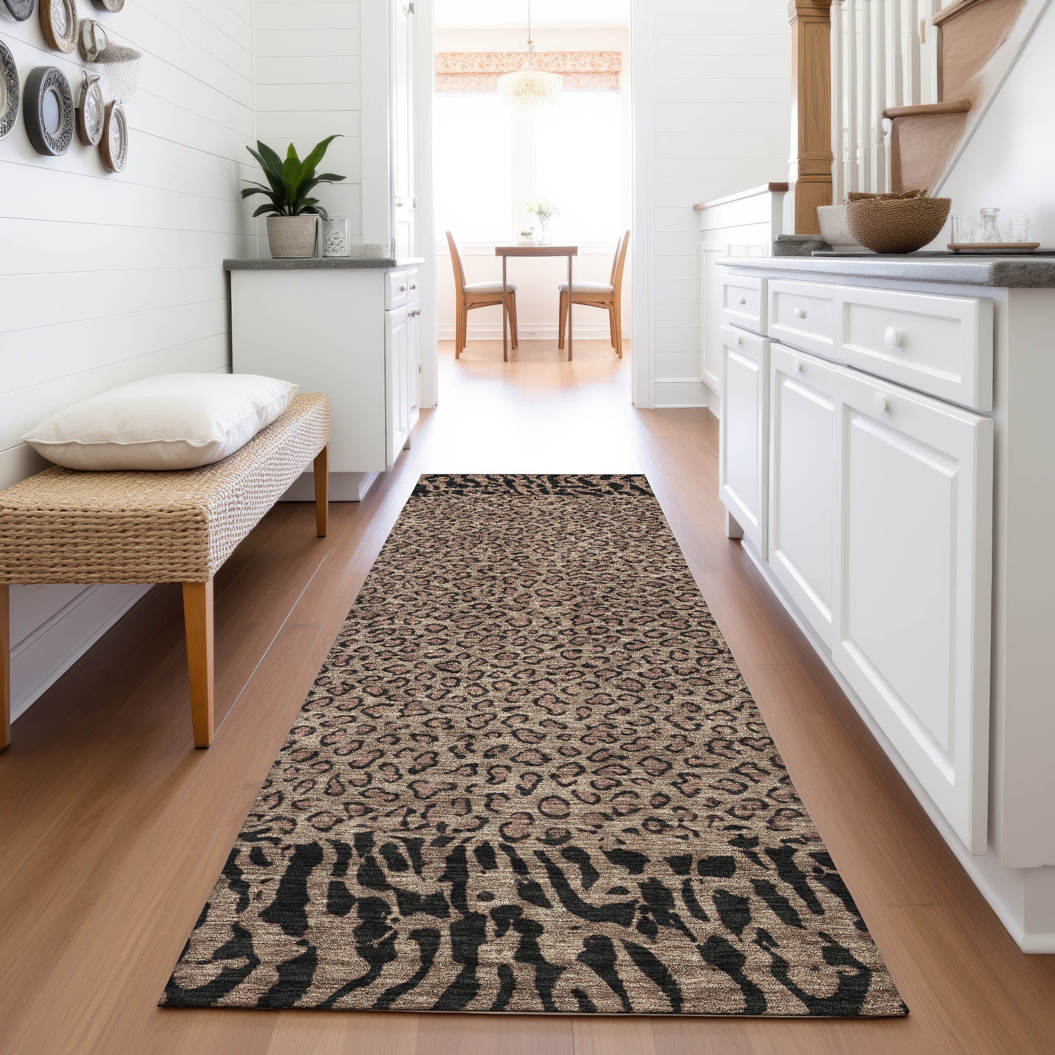 Baku Machine Washable Transitional Brown Rug 2'3" x 7'6" #shape_Runner