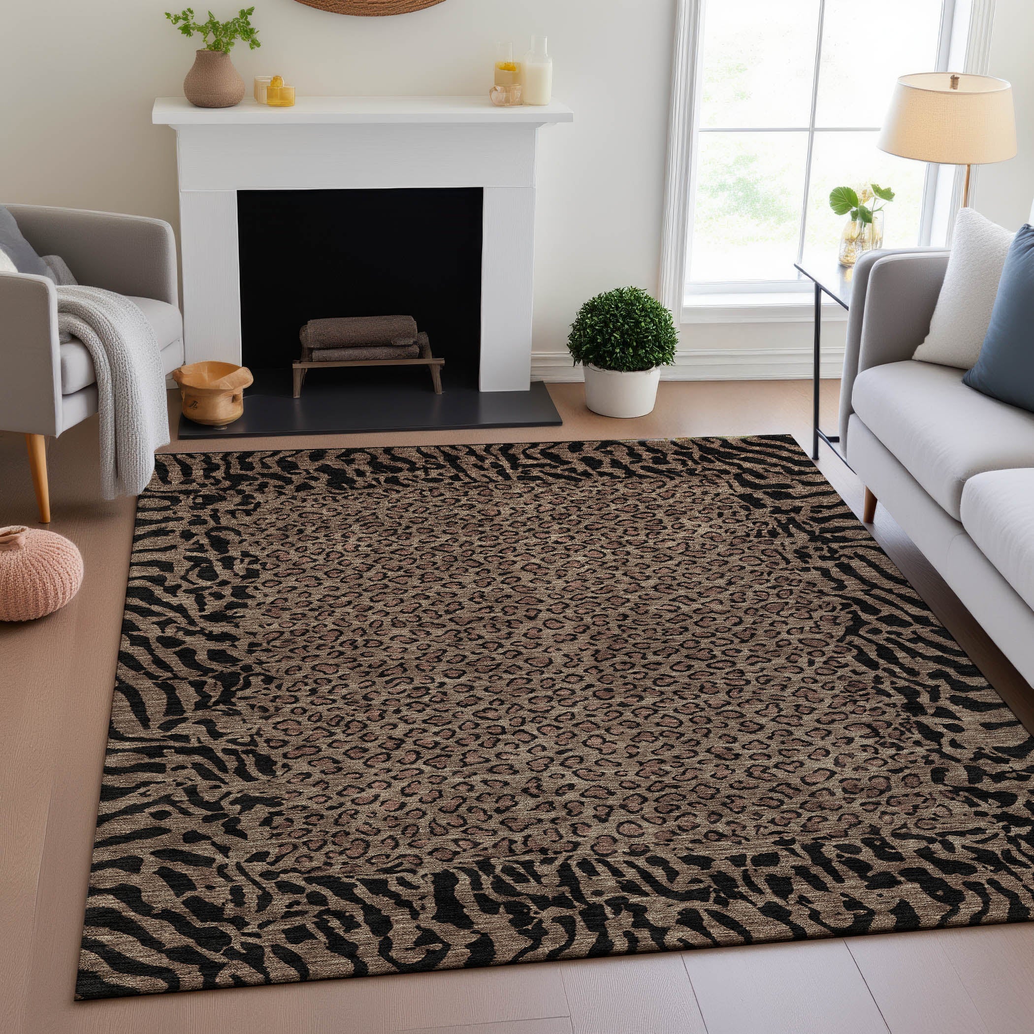 Baku Machine Washable Transitional Brown Rug 2'6" x 3'10" #shape_Rectangle