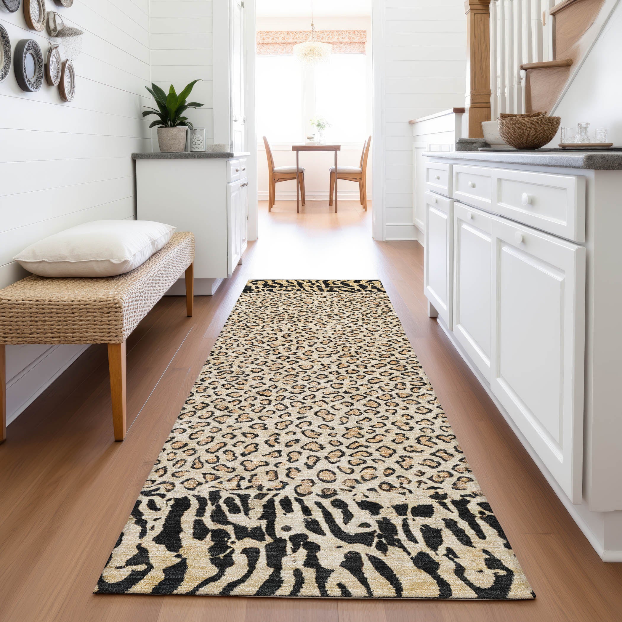 Baku Machine Washable Transitional Gold Rug 2'3" x 7'6" #shape_Runner