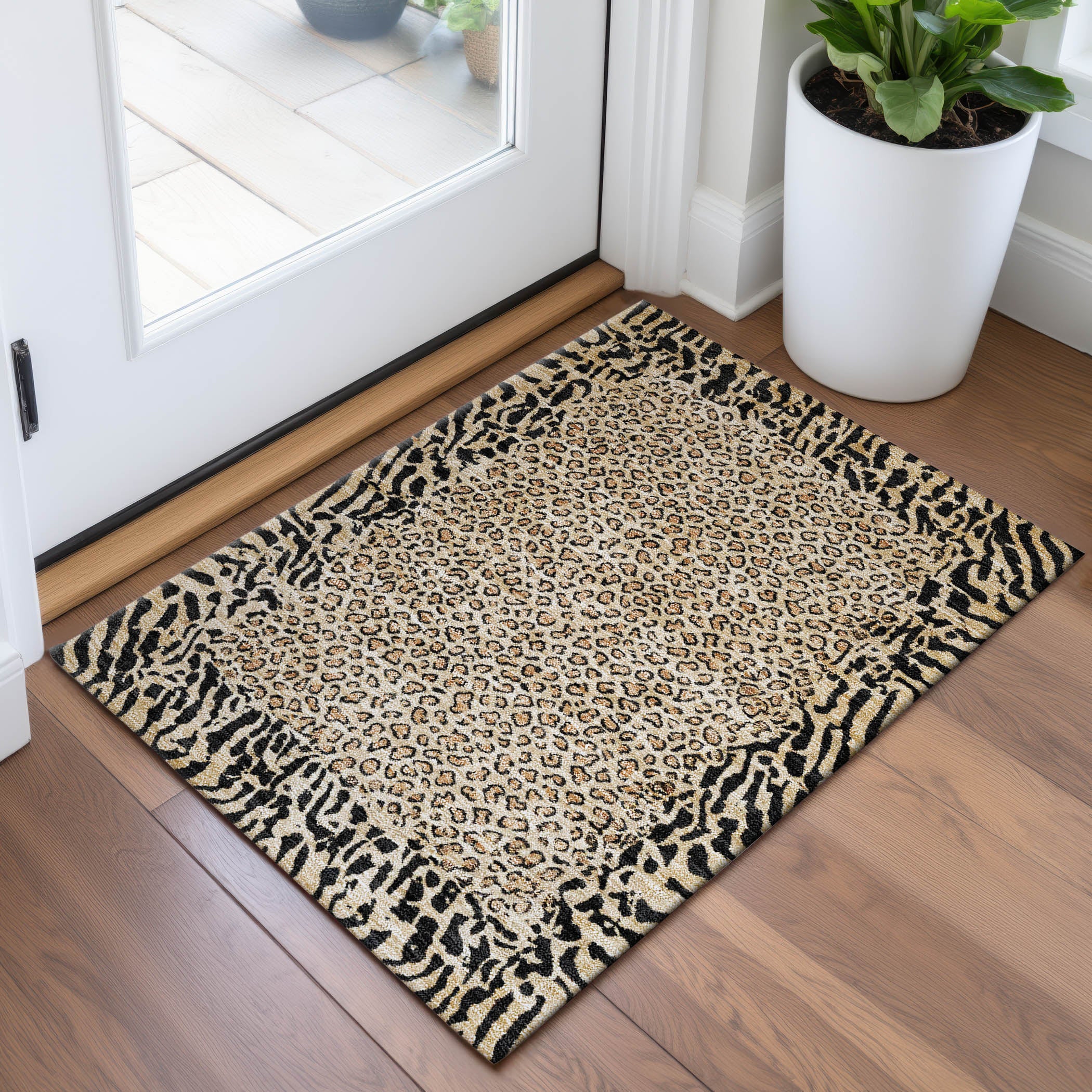 Baku Machine Washable Transitional Gold Rug 1'8" x 2'6" #shape_Rectangle