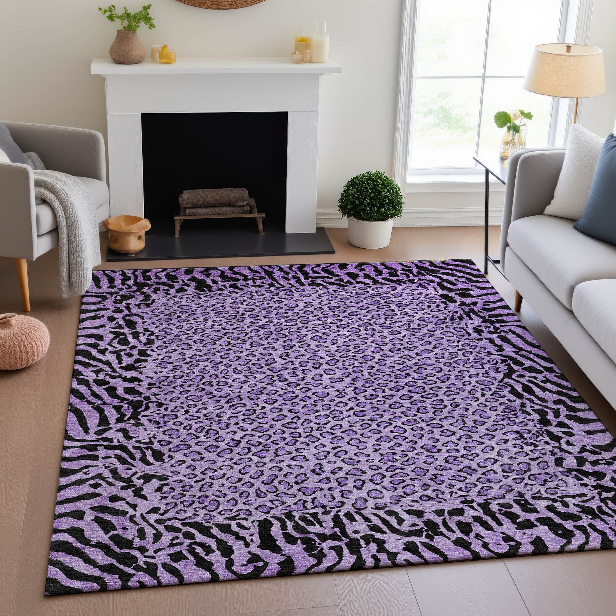 Baku Machine Washable Transitional Purple Rug 2'6" x 3'10" #shape_Rectangle