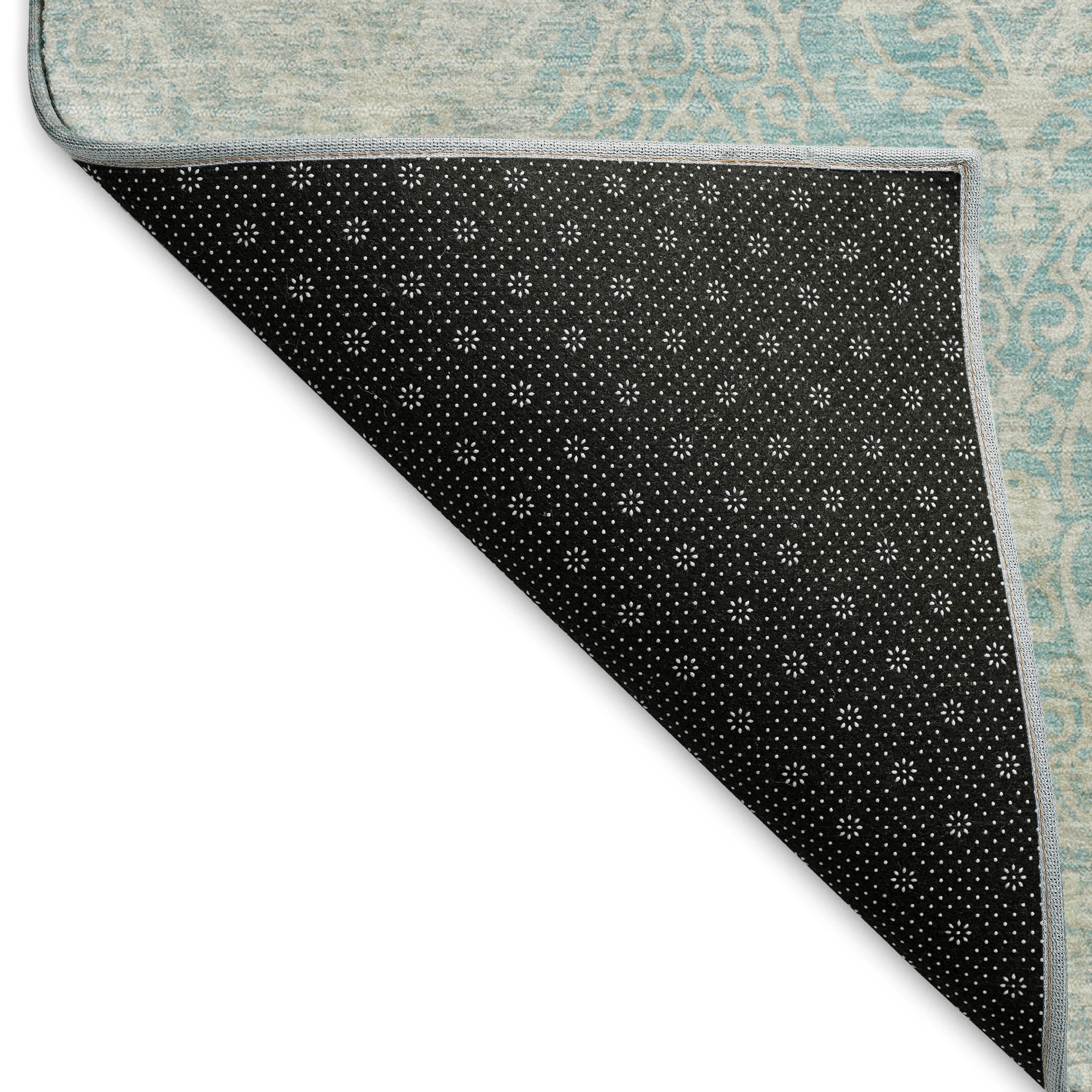 Vienna Machine Washable Transitional Aqua Teal Rug 1'8" x 2'6" #shape_Rectangle