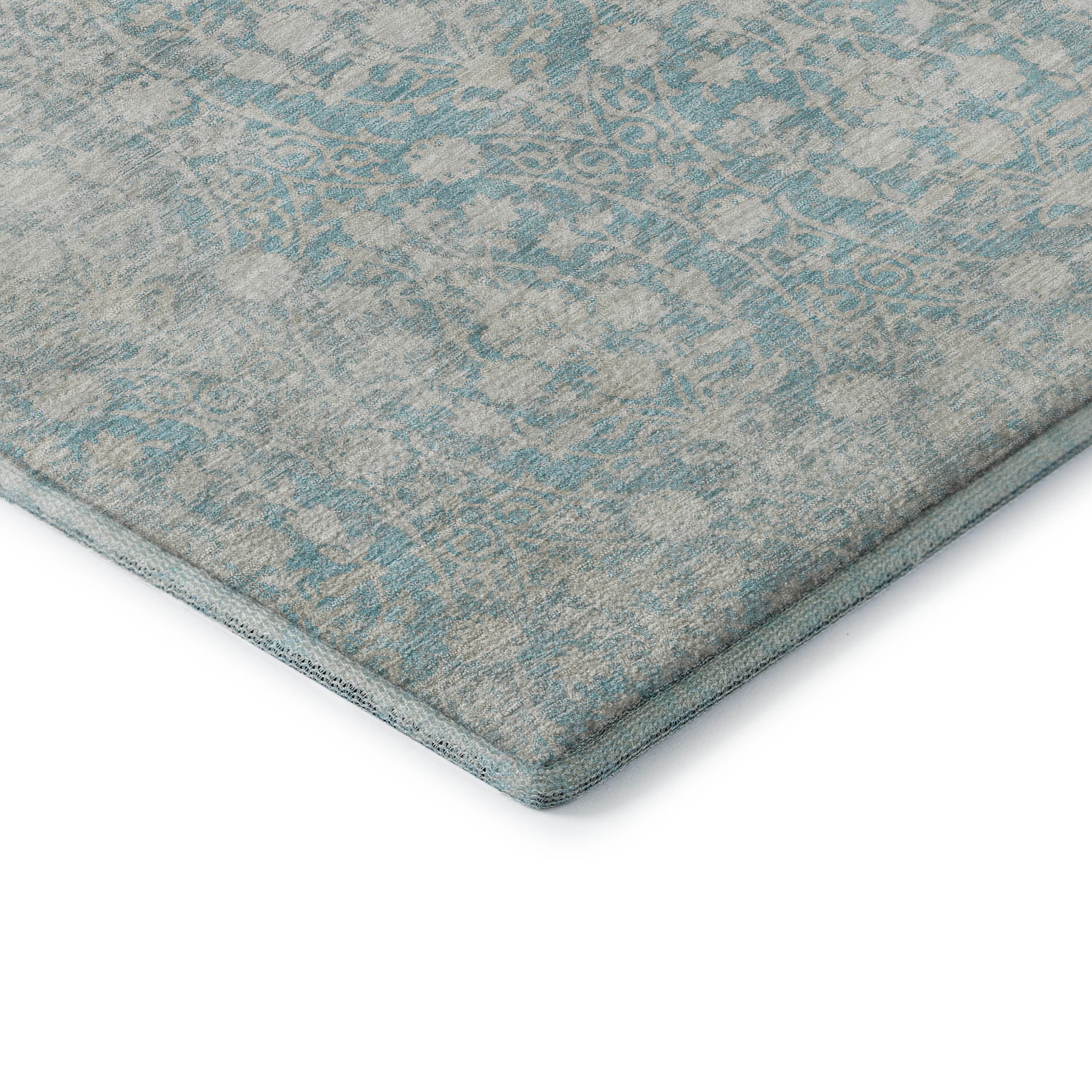 Vienna Machine Washable Transitional Aqua Teal Rug 1'8" x 2'6" #shape_Rectangle