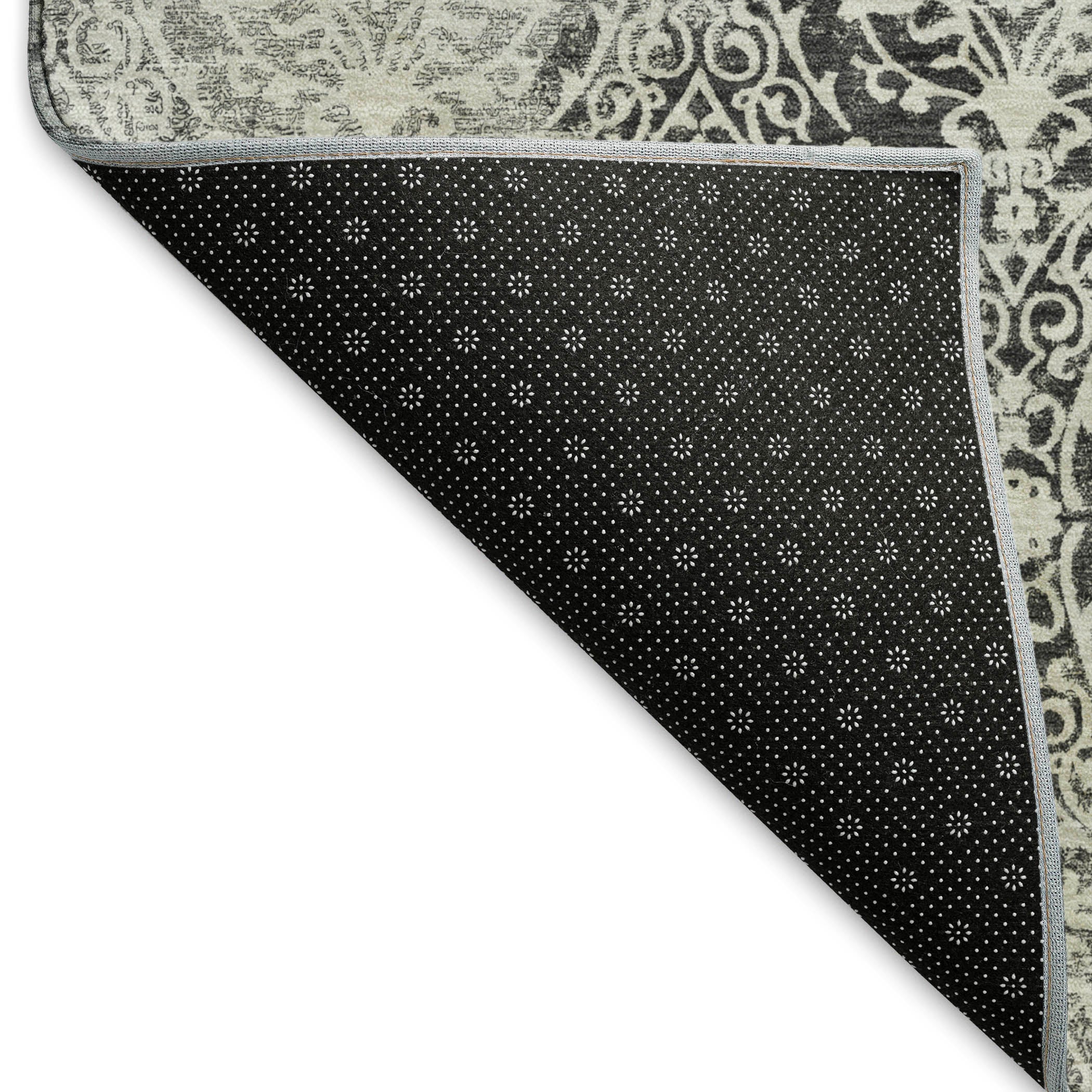 Vienna Machine Washable Transitional Charcoal Gray Rug 1'8" x 2'6" #shape_Rectangle