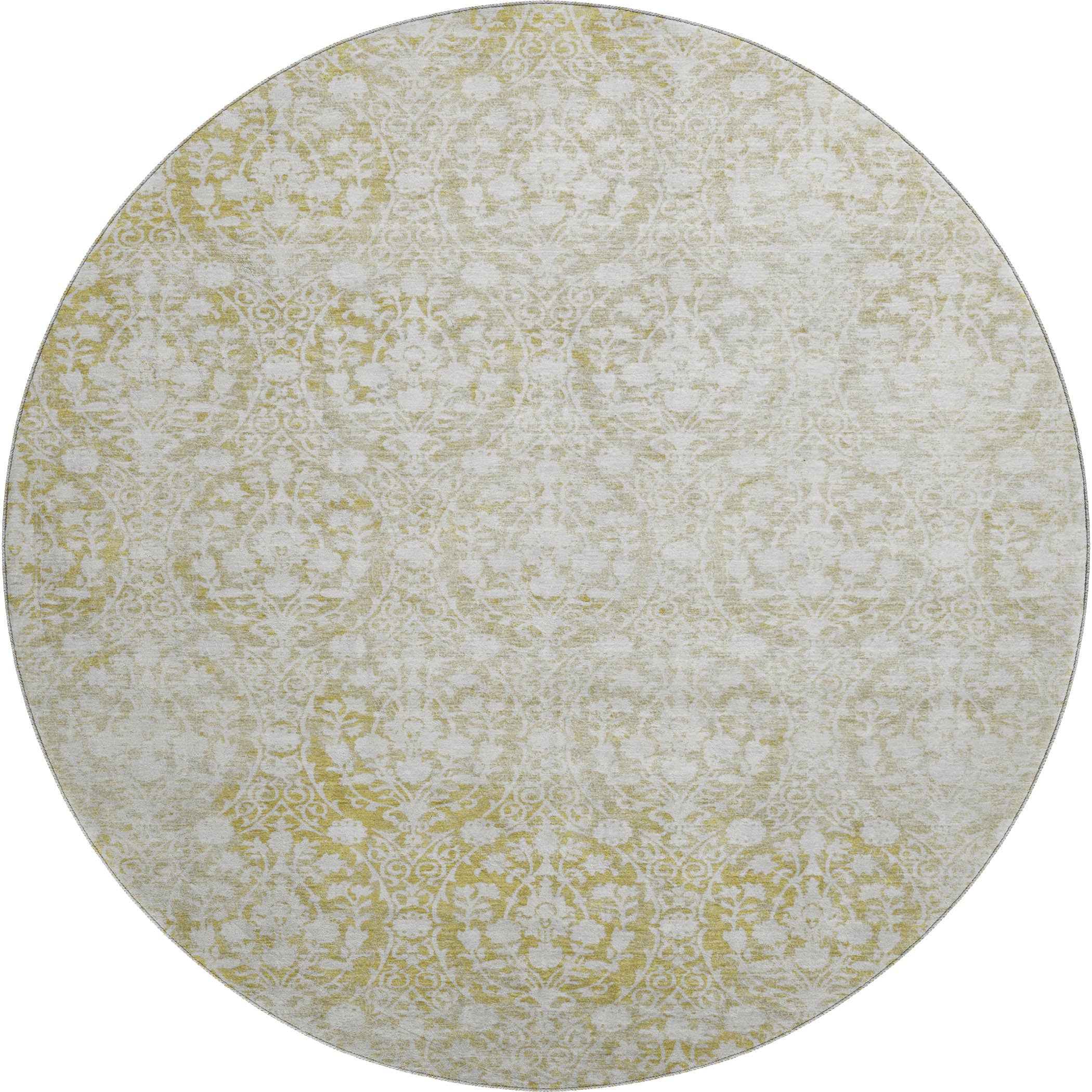 Vienna Machine Washable Transitional Gold Rug 8' x 8' #shape_Round