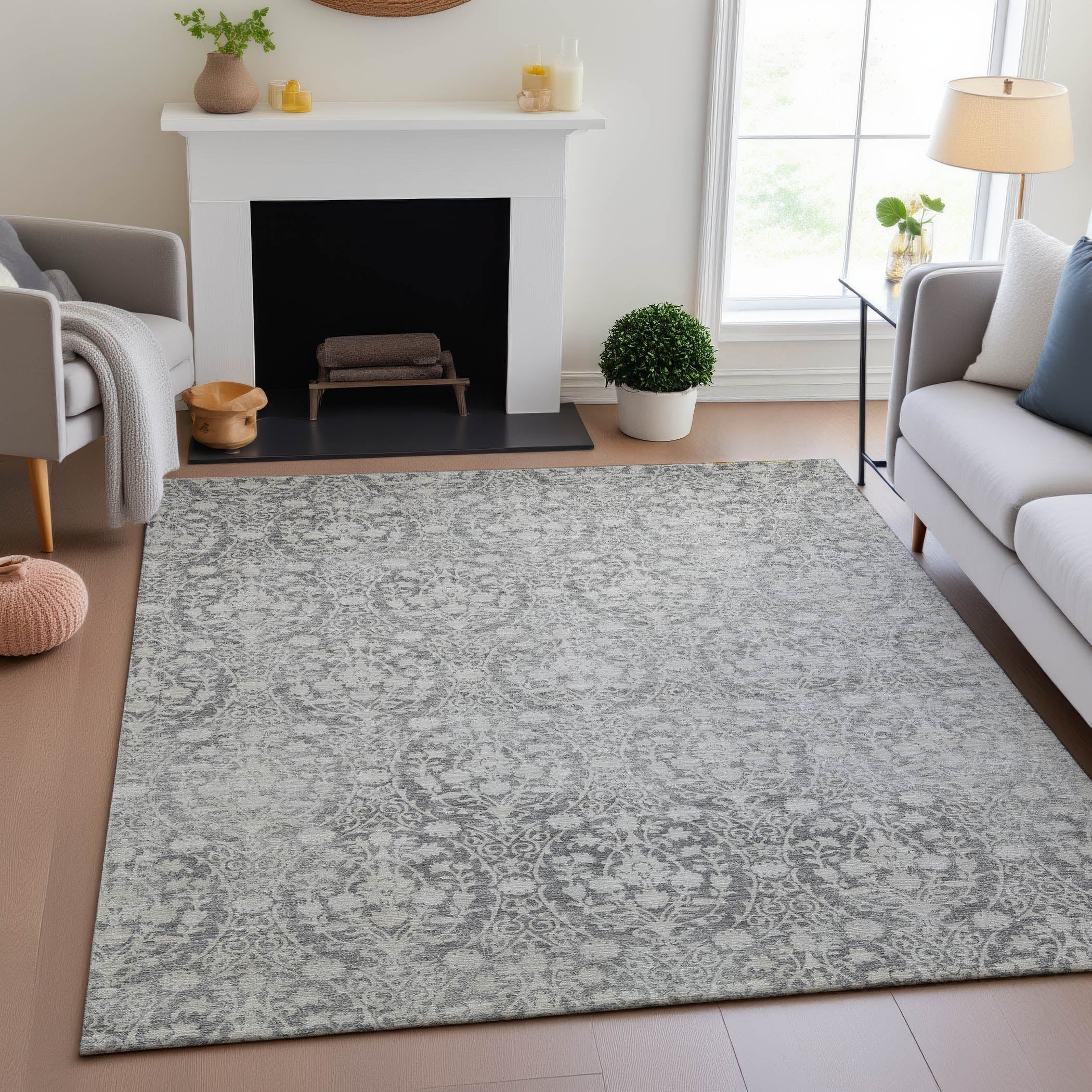 Vienna Machine Washable Transitional Gray Rug 2'6" x 3'10" #shape_Rectangle