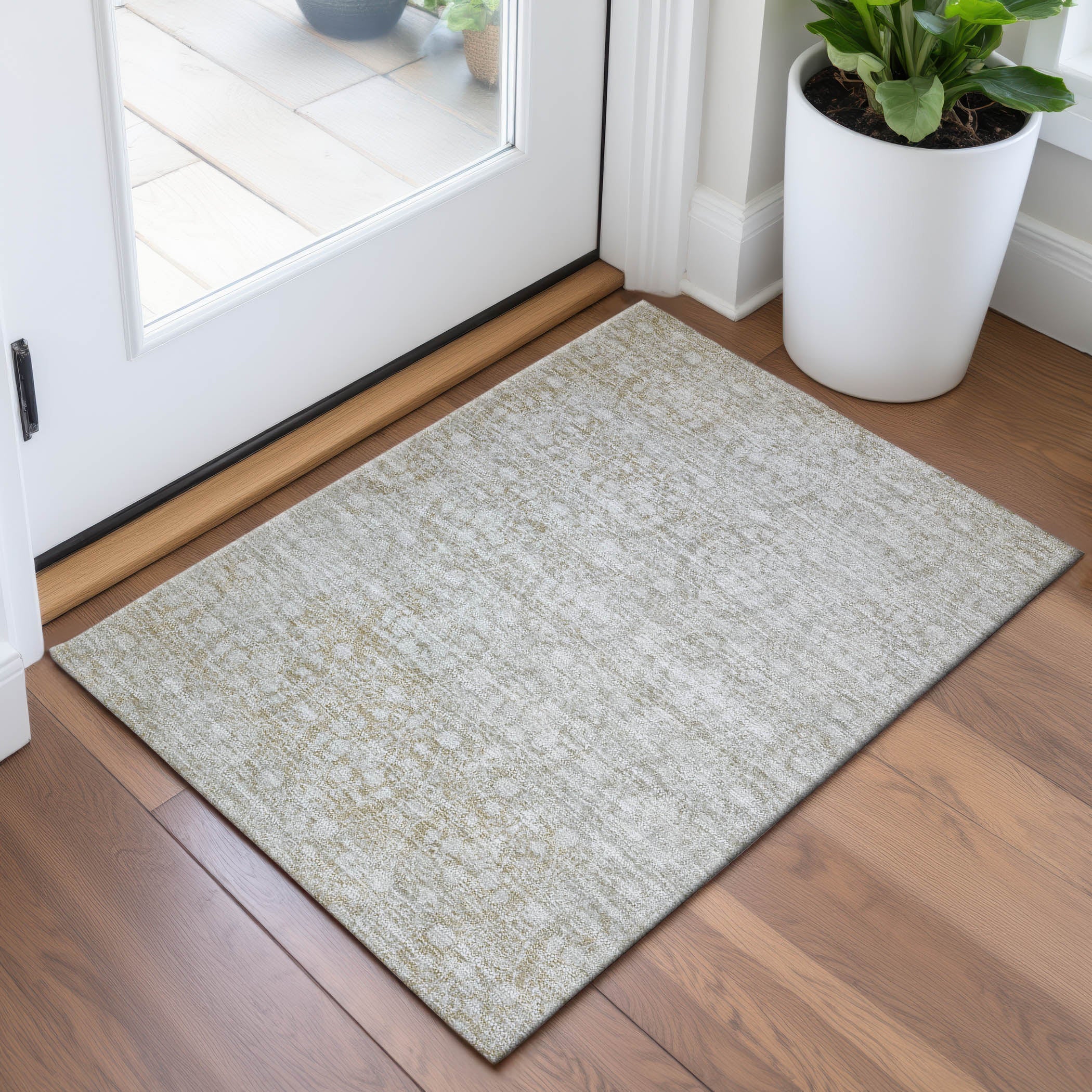 Vienna Machine Washable Transitional Tan Brown Rug 1'8" x 2'6" #shape_Rectangle