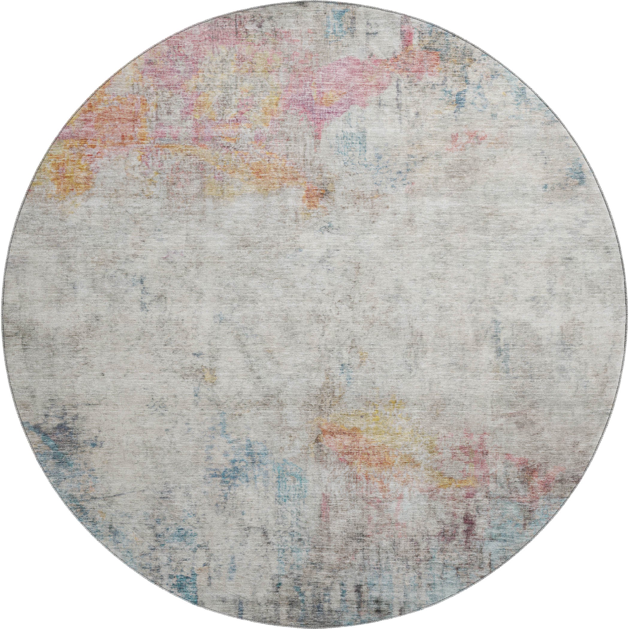 Marrakech Machine Washable Transitional Teal Rug 8' x 8' #shape_Round