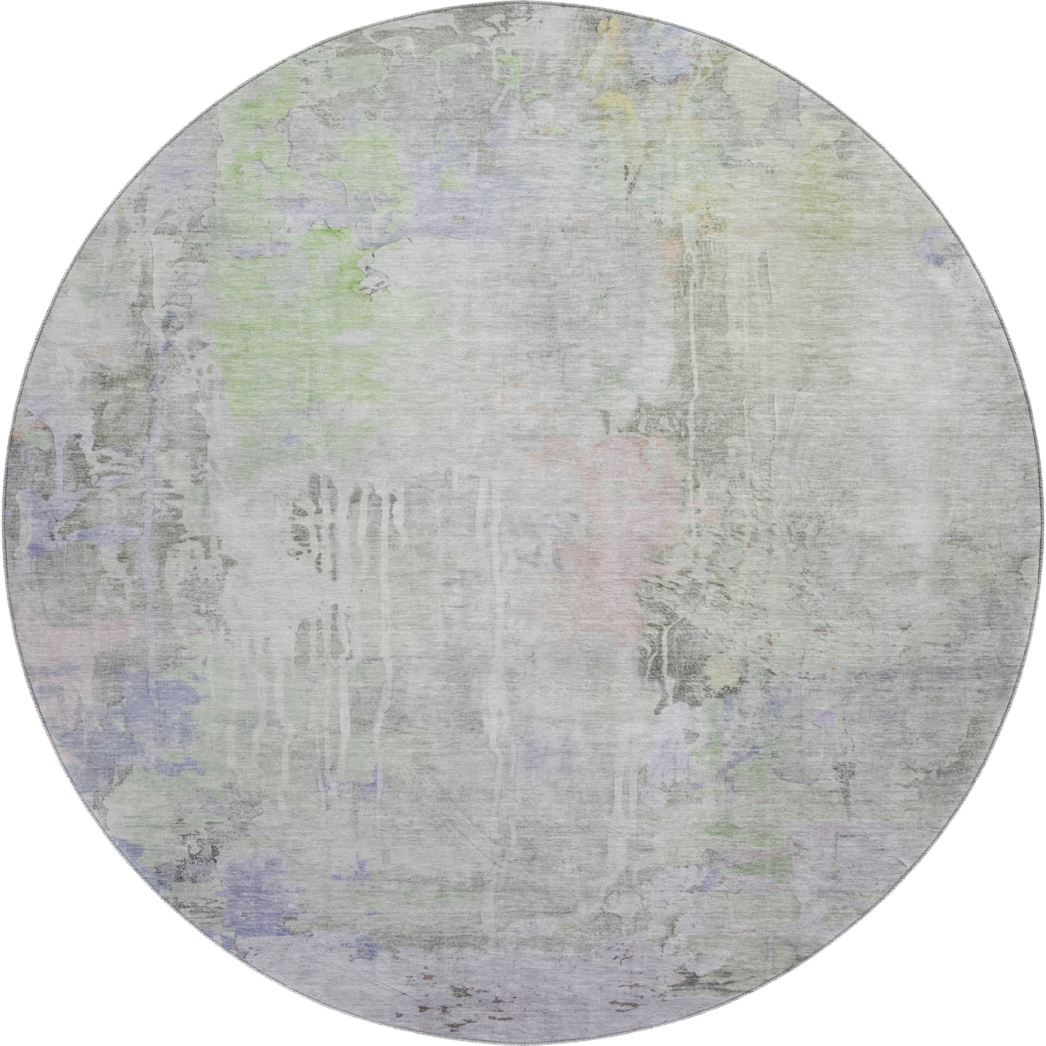 Porto Machine Washable Transitional Aloe Green Rug 8' x 8' #shape_Round