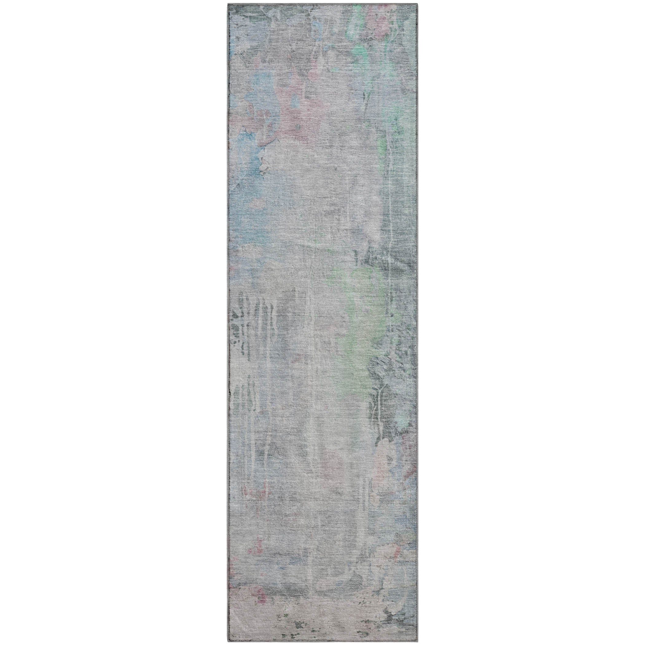 Porto Machine Washable Transitional Blue Rug 2'3" x 7'6" #shape_Runner