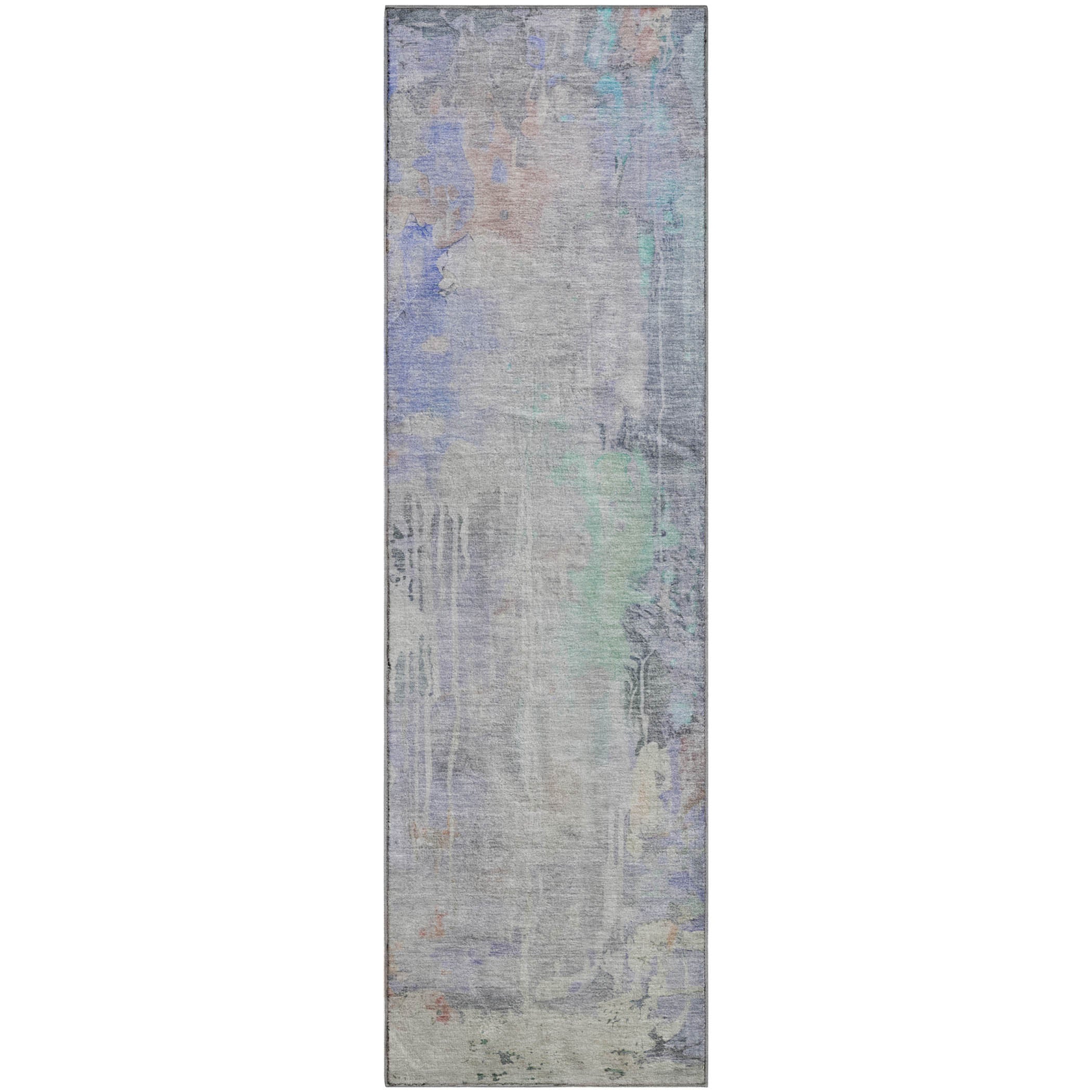 Porto Machine Washable Transitional Purple Rug 2'3" x 7'6" #shape_Runner