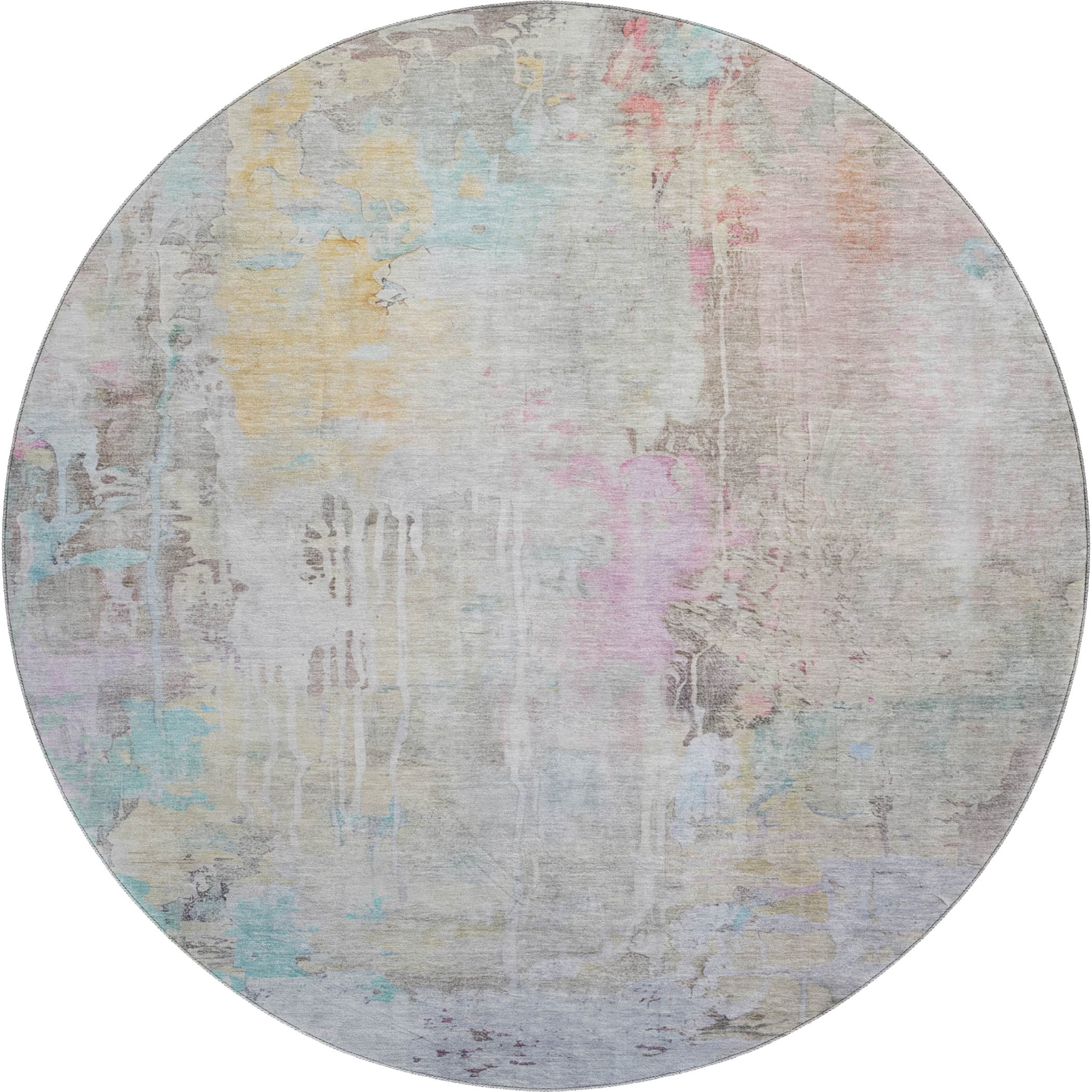 Porto Machine Washable Transitional Taupe Brown Rug 8' x 8' #shape_Round