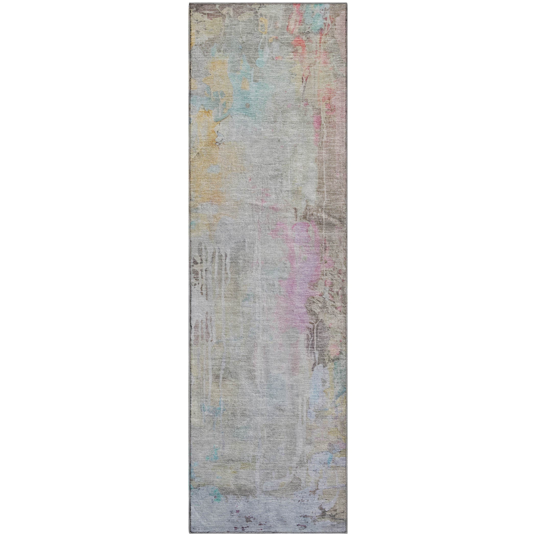 Porto Machine Washable Transitional Taupe Brown Rug 2'3" x 7'6" #shape_Runner