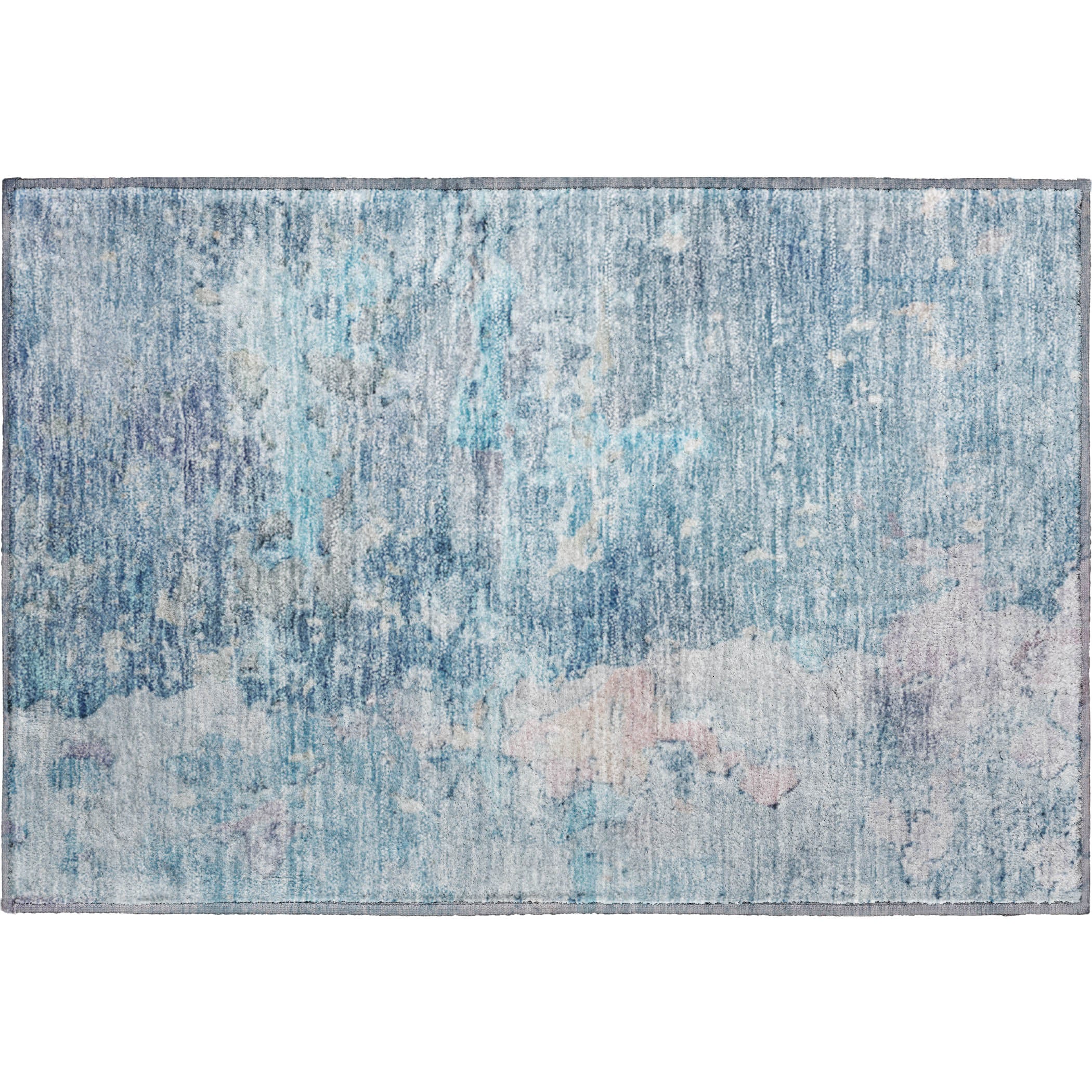 Havana Machine Washable Transitional Blue Rug 1'8" x 2'6" #shape_Rectangle