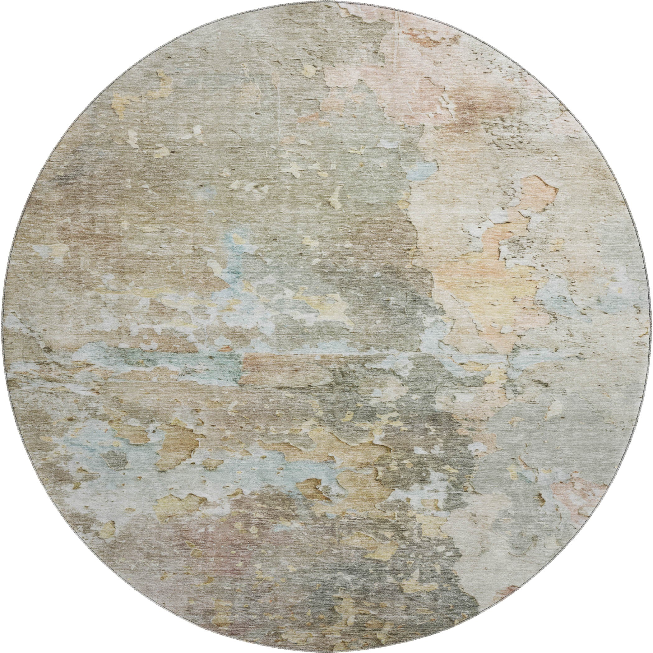 Havana Machine Washable Transitional Brown Rug 8' x 8' #shape_Round