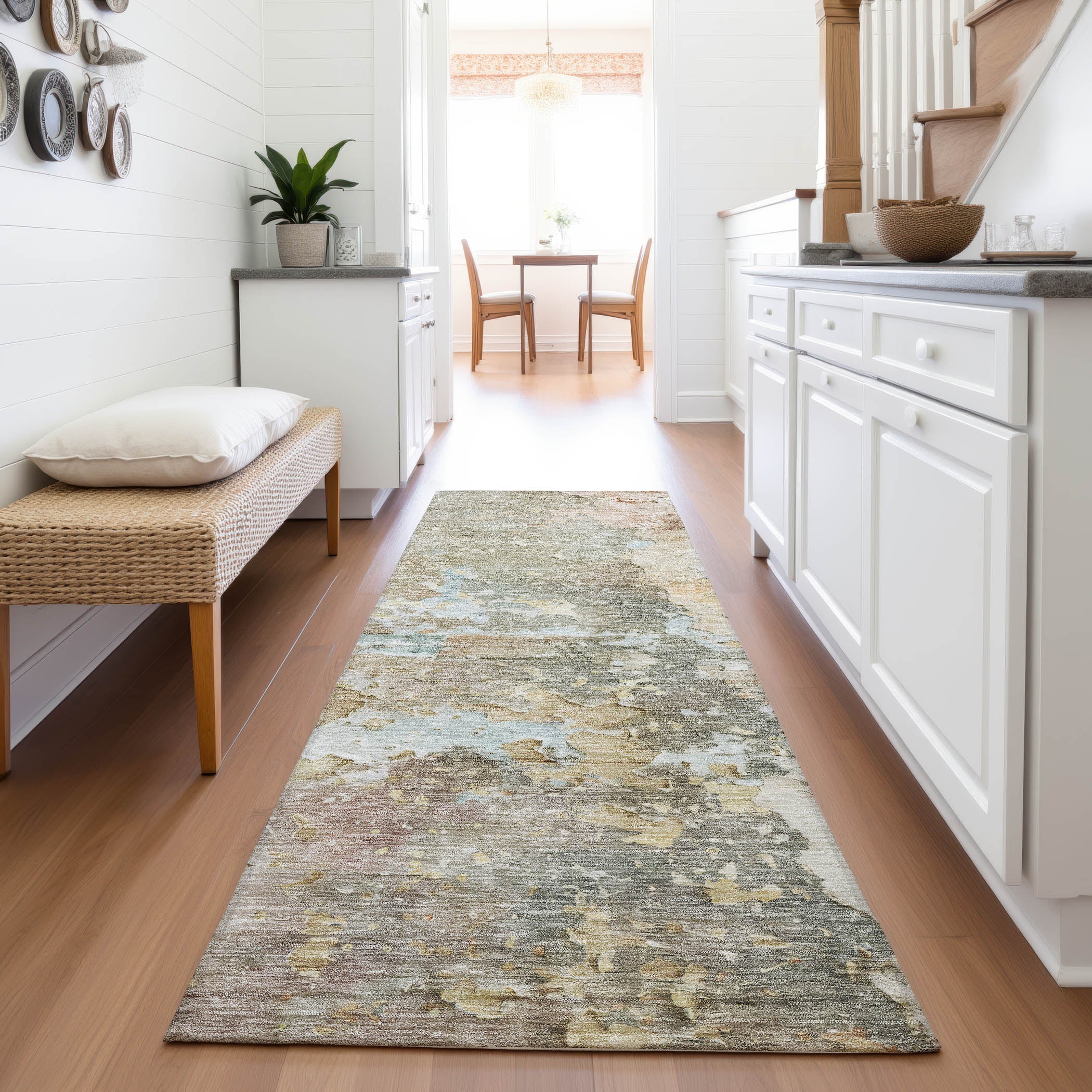 Havana Machine Washable Transitional Brown Rug 2'3" x 7'6" #shape_Runner